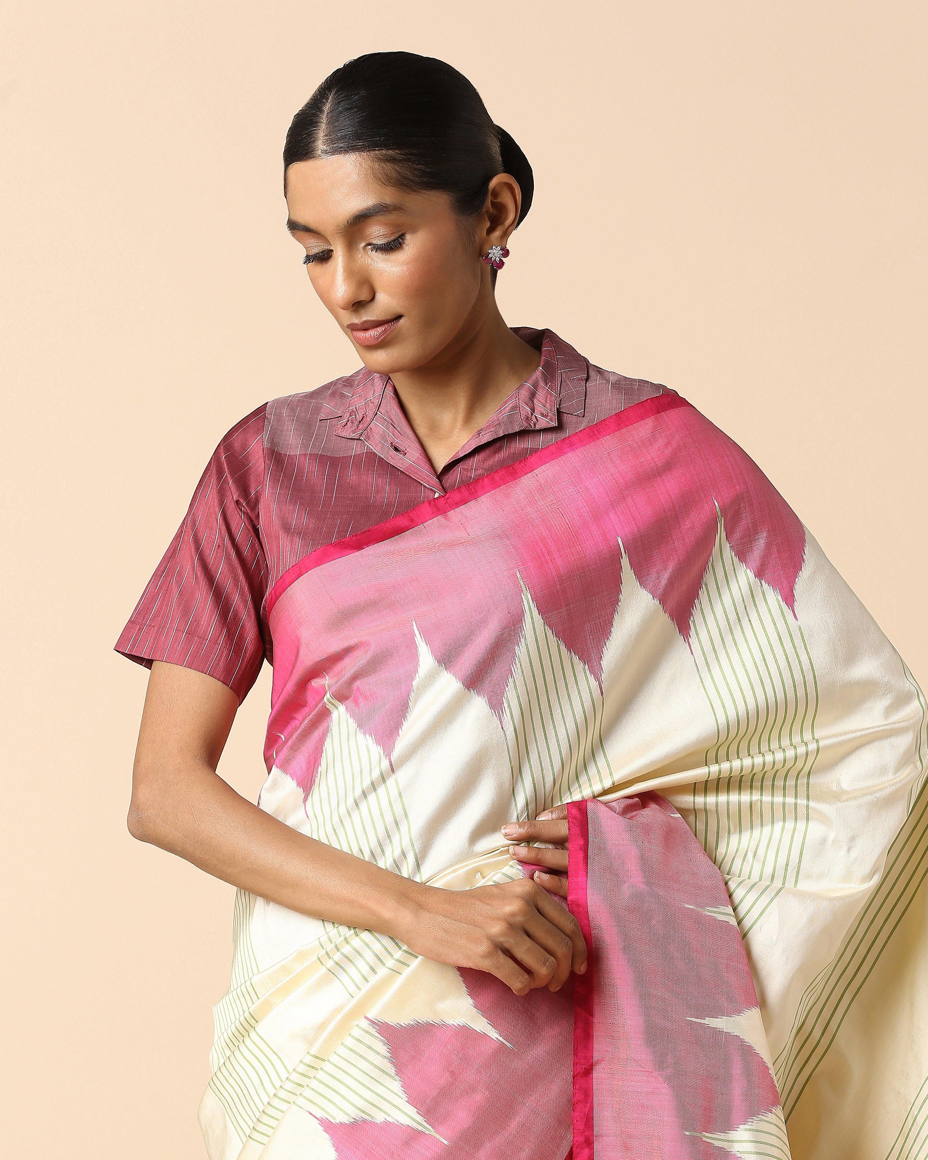 Mumtaz Pochampally Weft Ikat Silk Saree