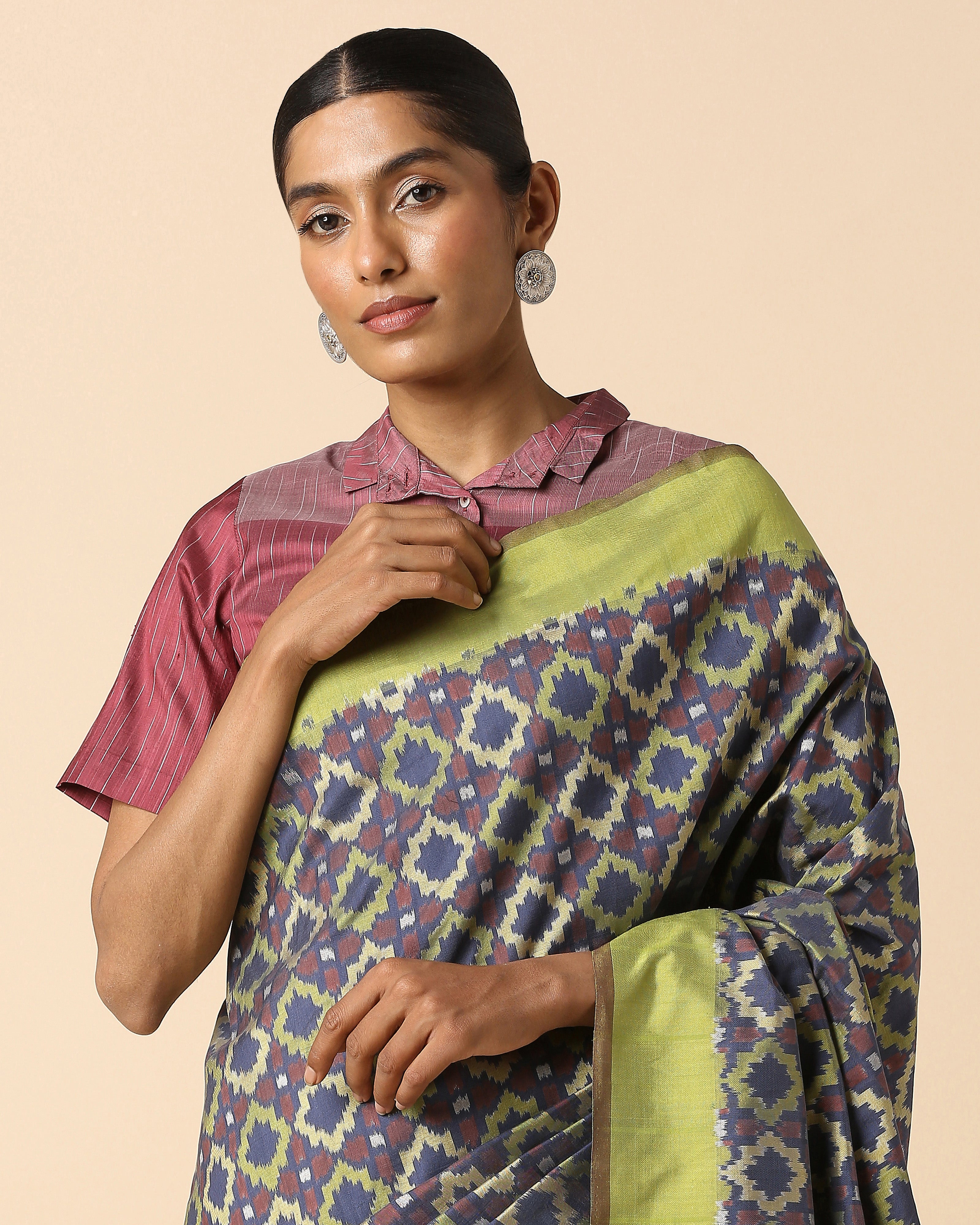 Rio Pochampally Weft Ikat Cotton Silk Saree