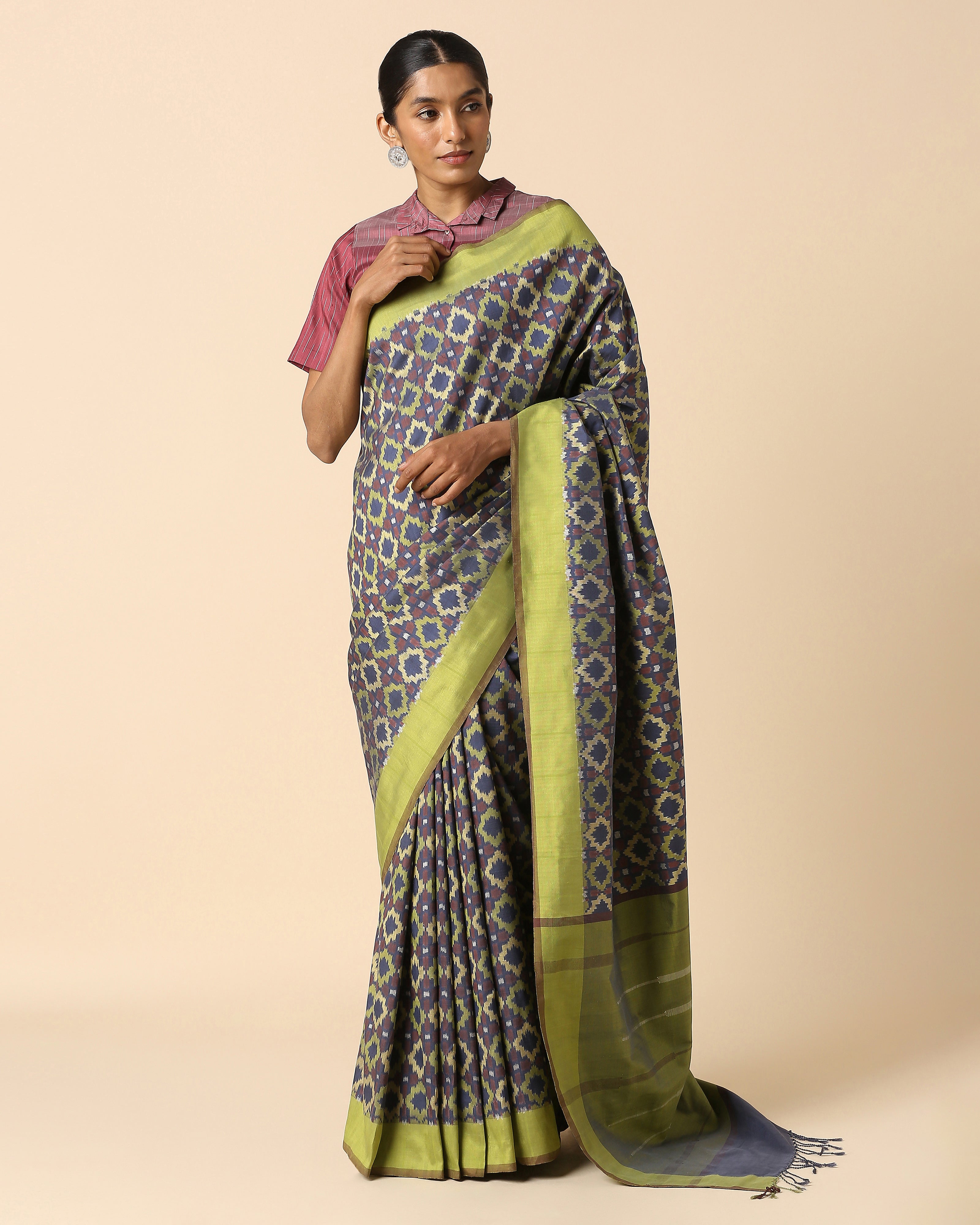 Rio Pochampally Weft Ikat Cotton Silk Saree