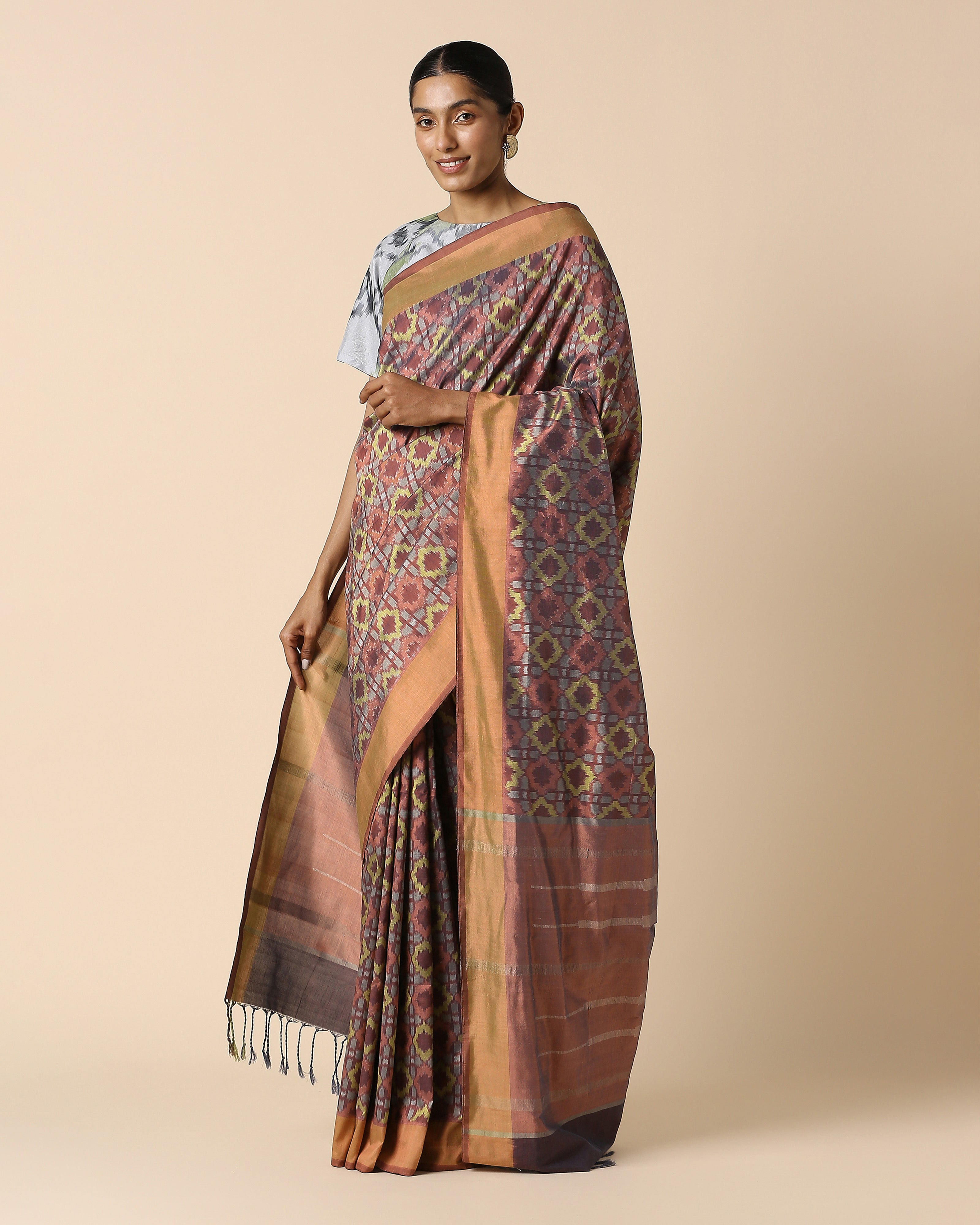 Rio Pochampally Weft Ikat Cotton Silk Saree