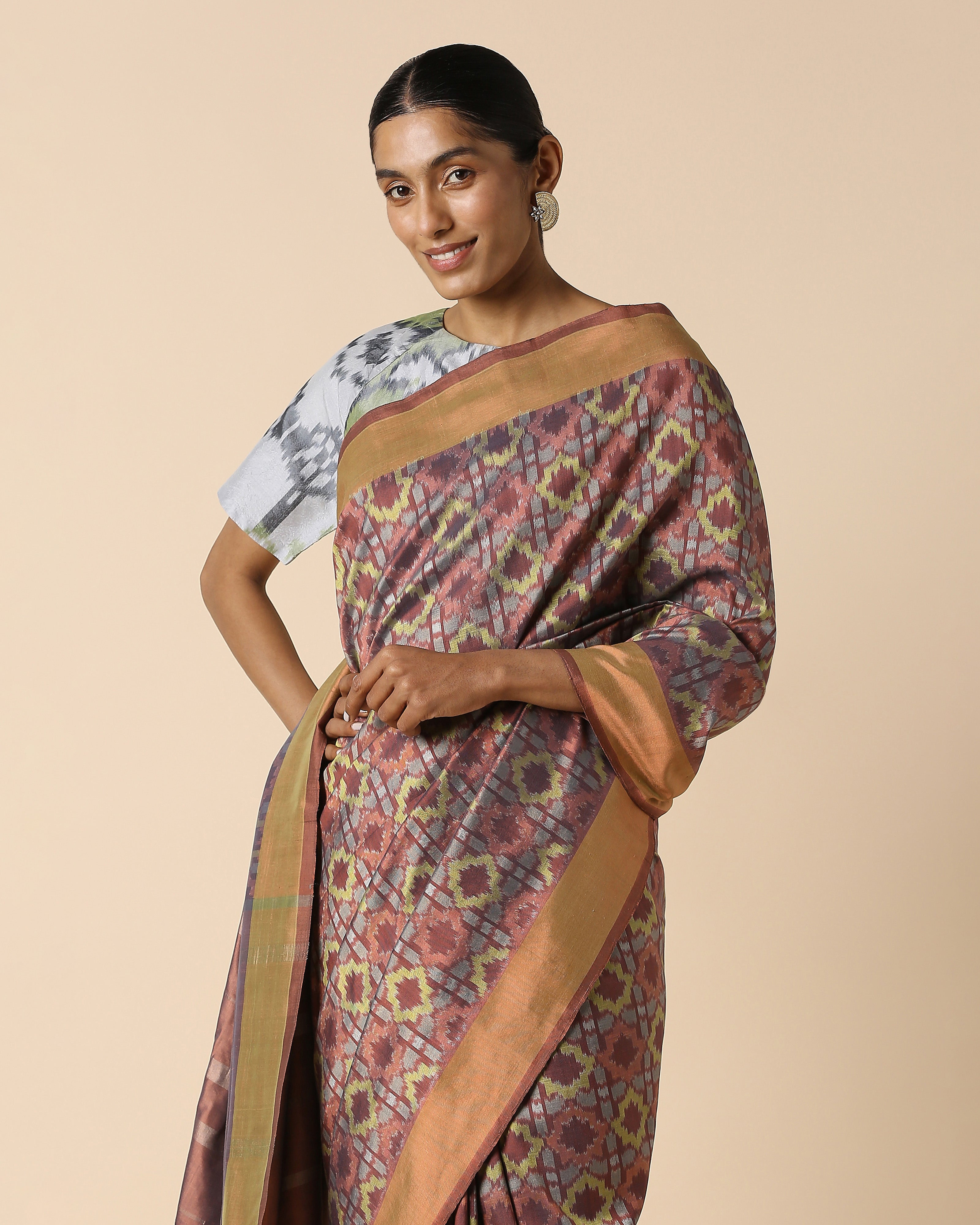 Rio Pochampally Weft Ikat Cotton Silk Saree