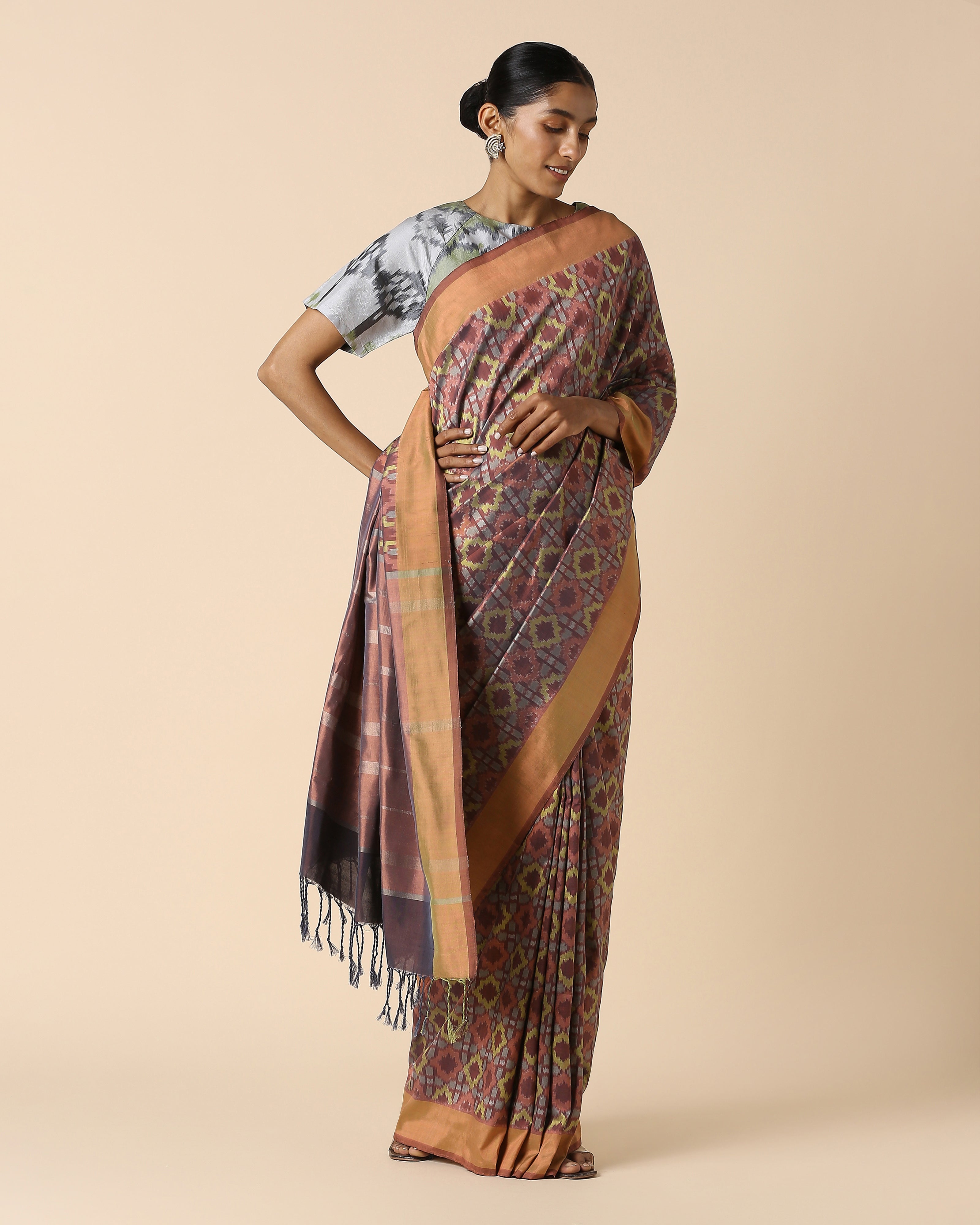 Rio Pochampally Weft Ikat Cotton Silk Saree