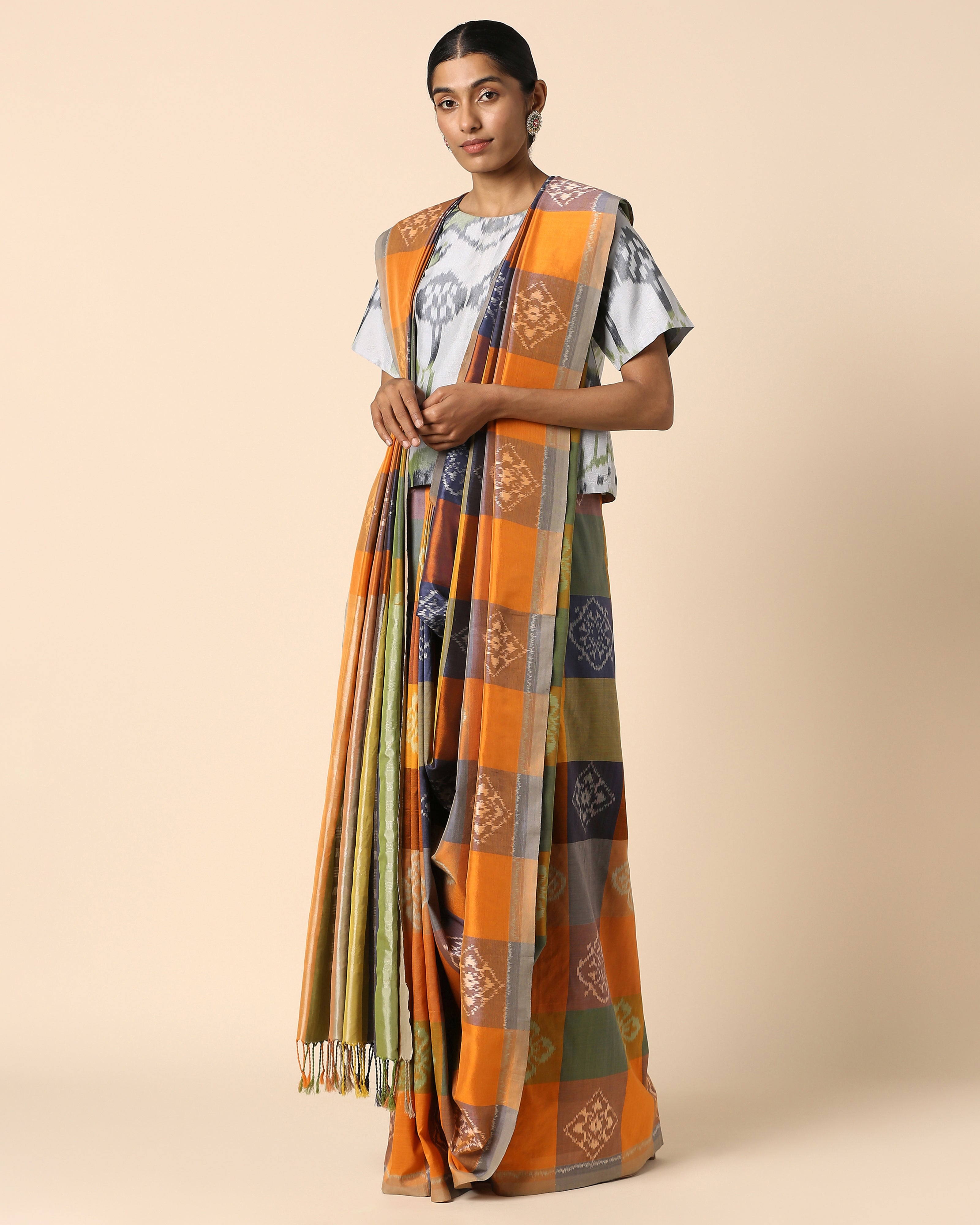 Punya Pochampally Weft Ikat Cotton Silk Saree