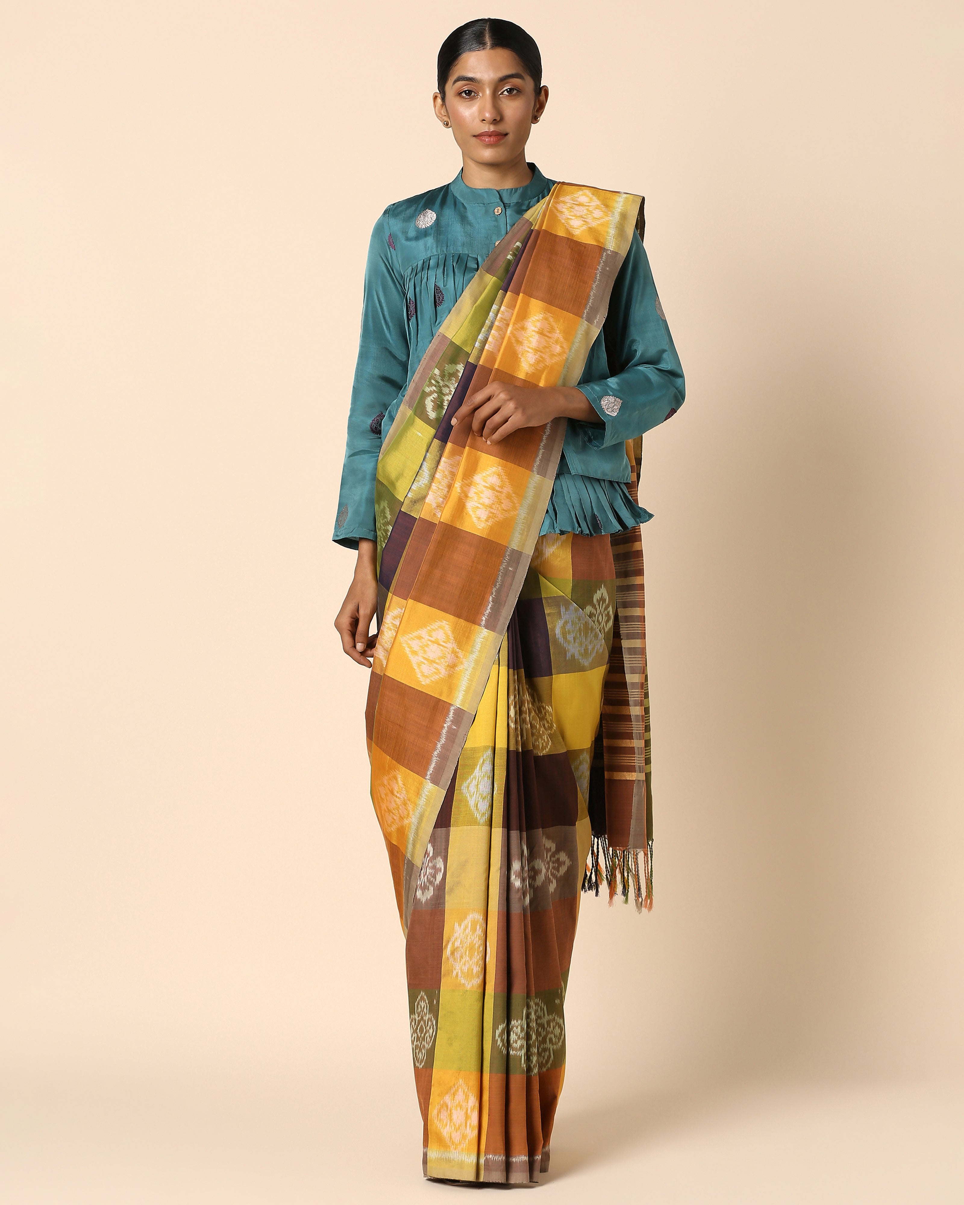 Punya Pochampally Weft Ikat Cotton Silk Saree