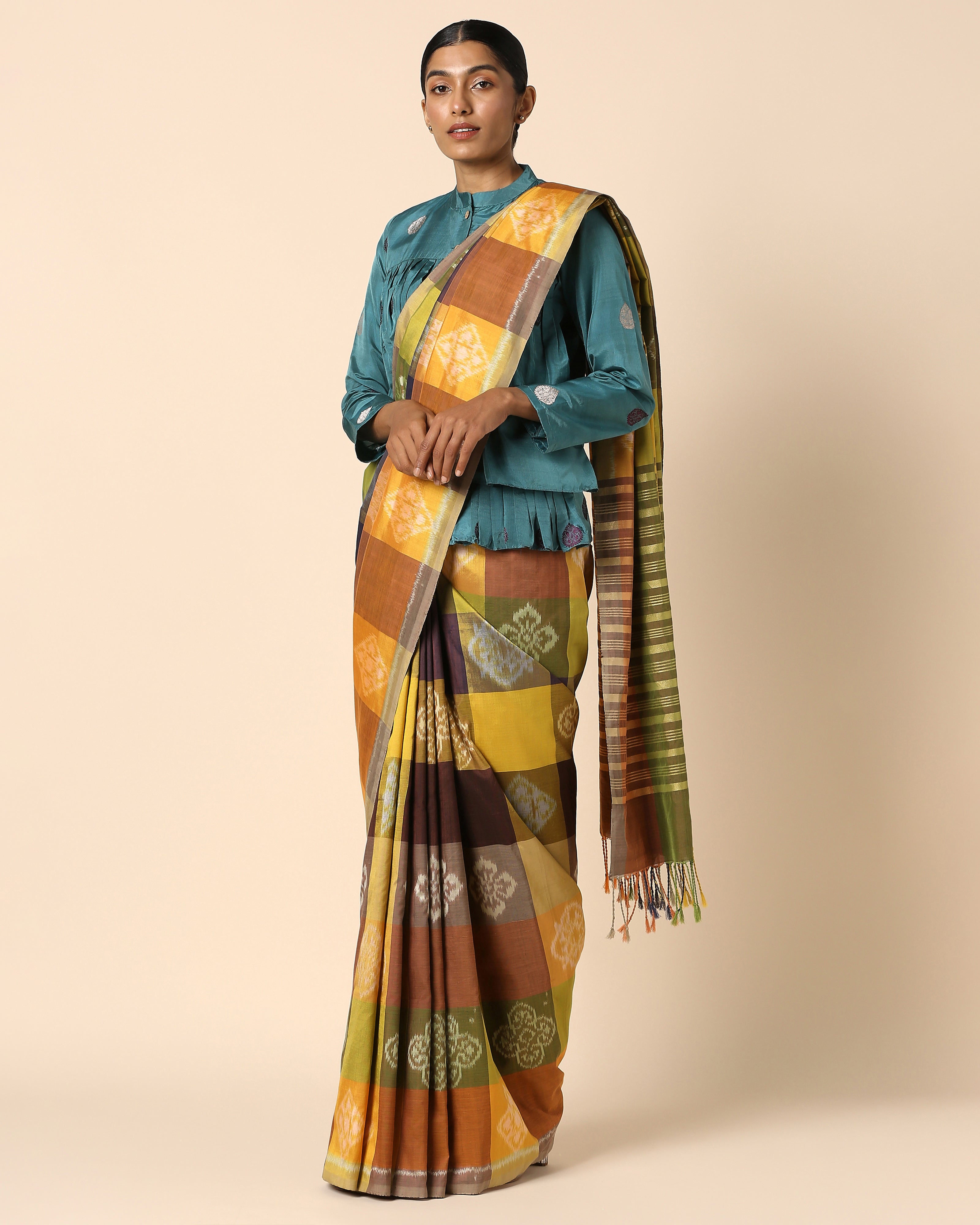 Punya Pochampally Weft Ikat Cotton Silk Saree