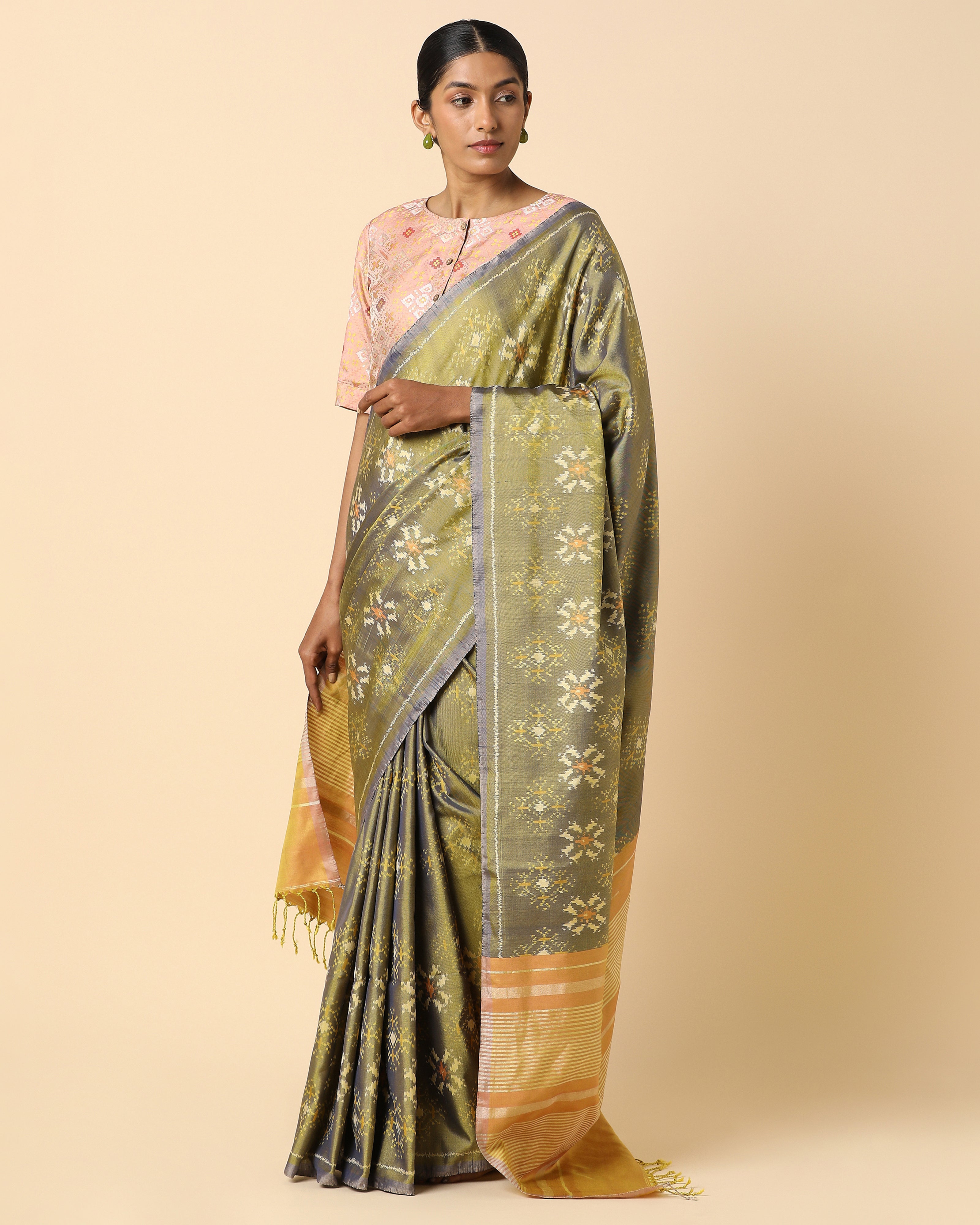 Krisha Pochampally Weft Ikat Silk Saree