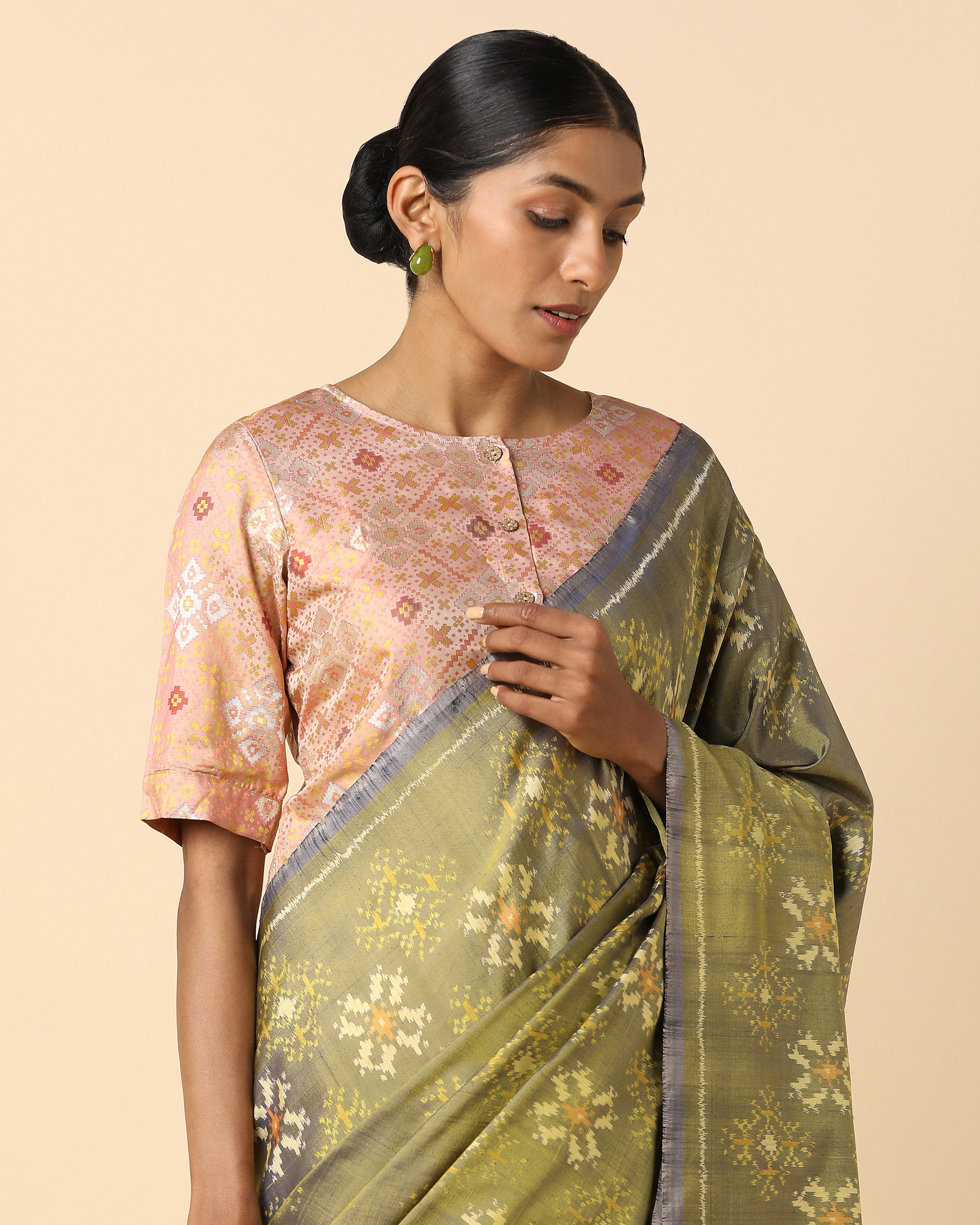 Krisha Pochampally Weft Ikat Silk Saree