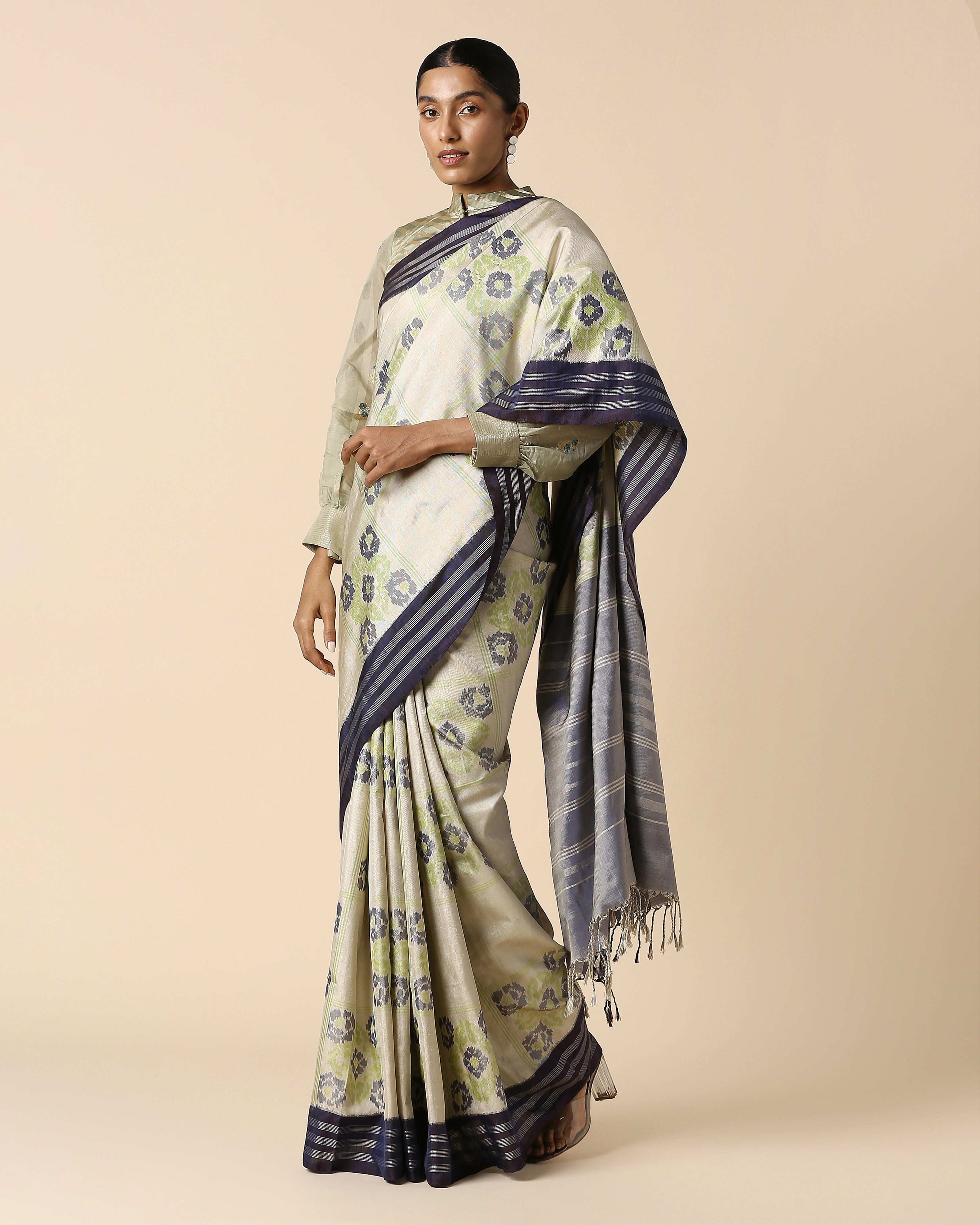 Meha Pochampally Weft Ikat Silk Saree