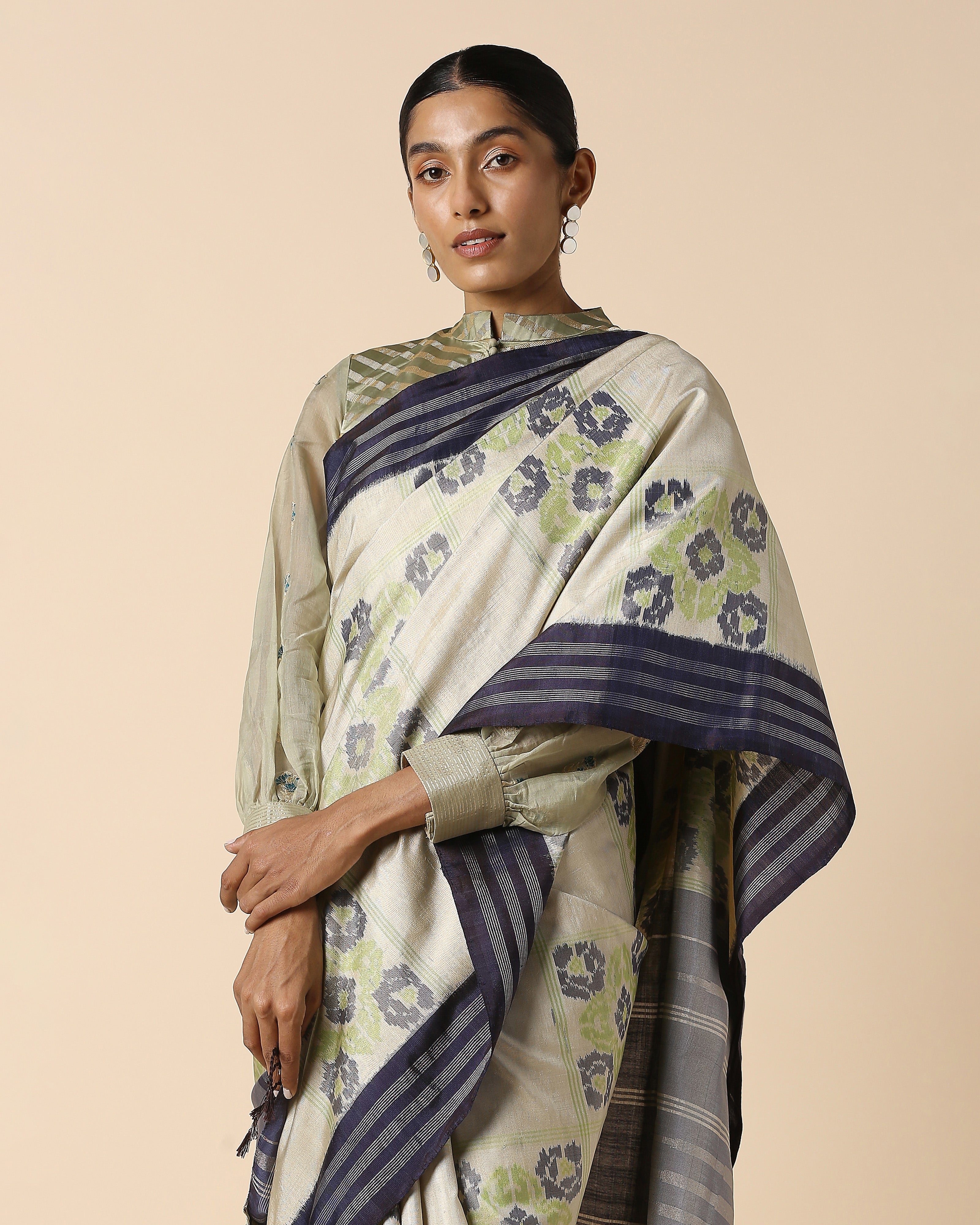 Meha Pochampally Weft Ikat Silk Saree