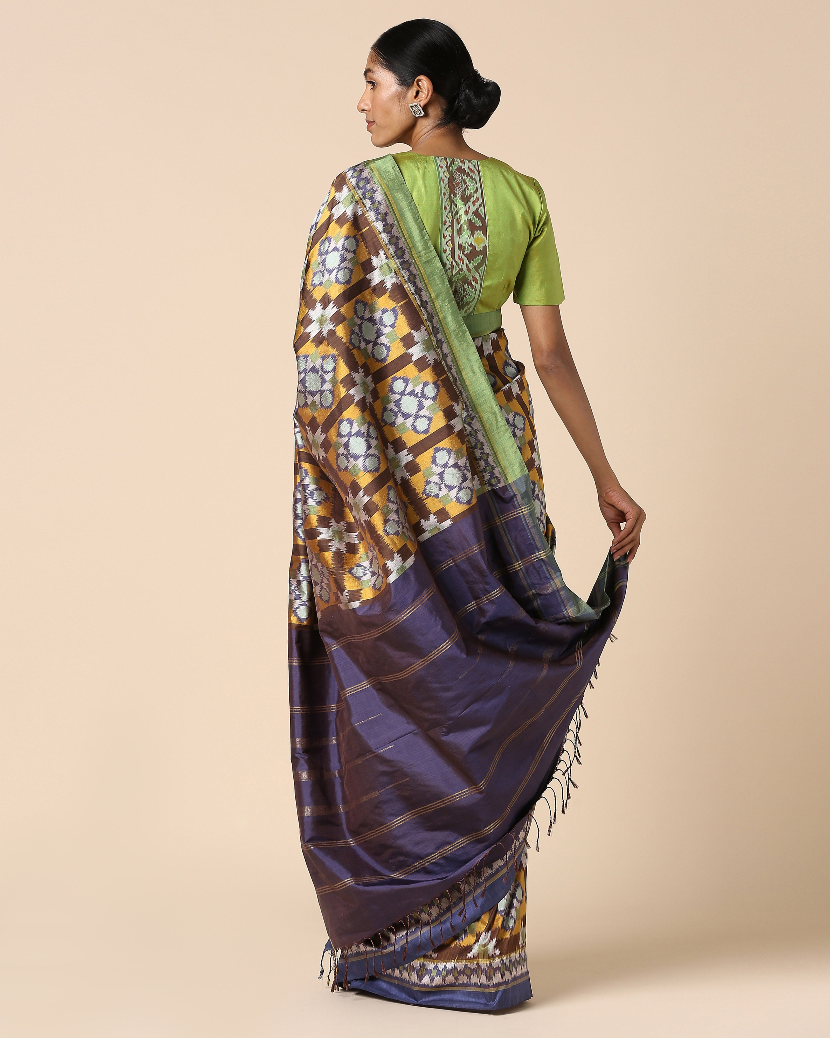 Anayra Pochampally Weft Ikat Silk Saree