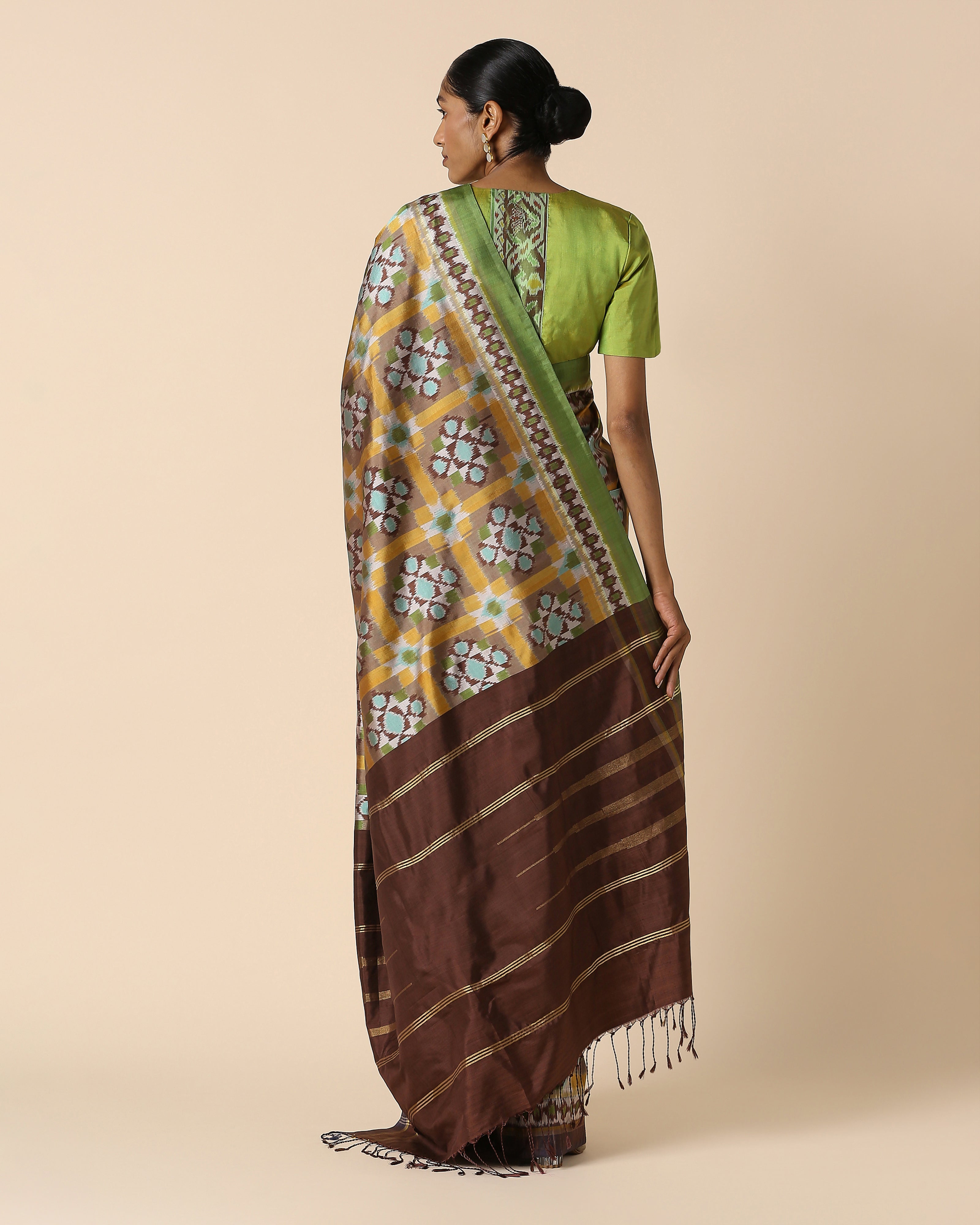 Anayra Pochampally Weft Ikat Silk Saree