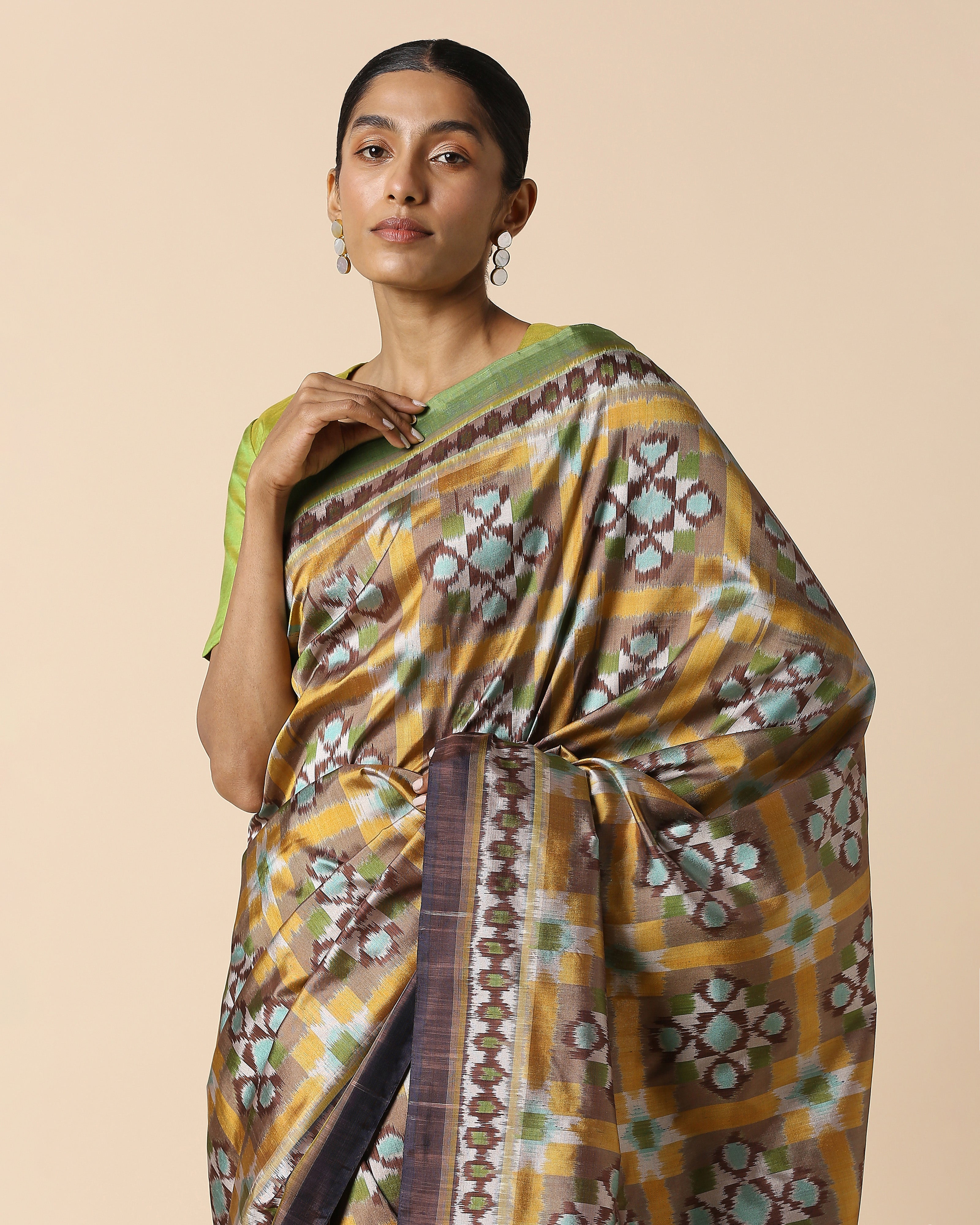 Anayra Pochampally Weft Ikat Silk Saree