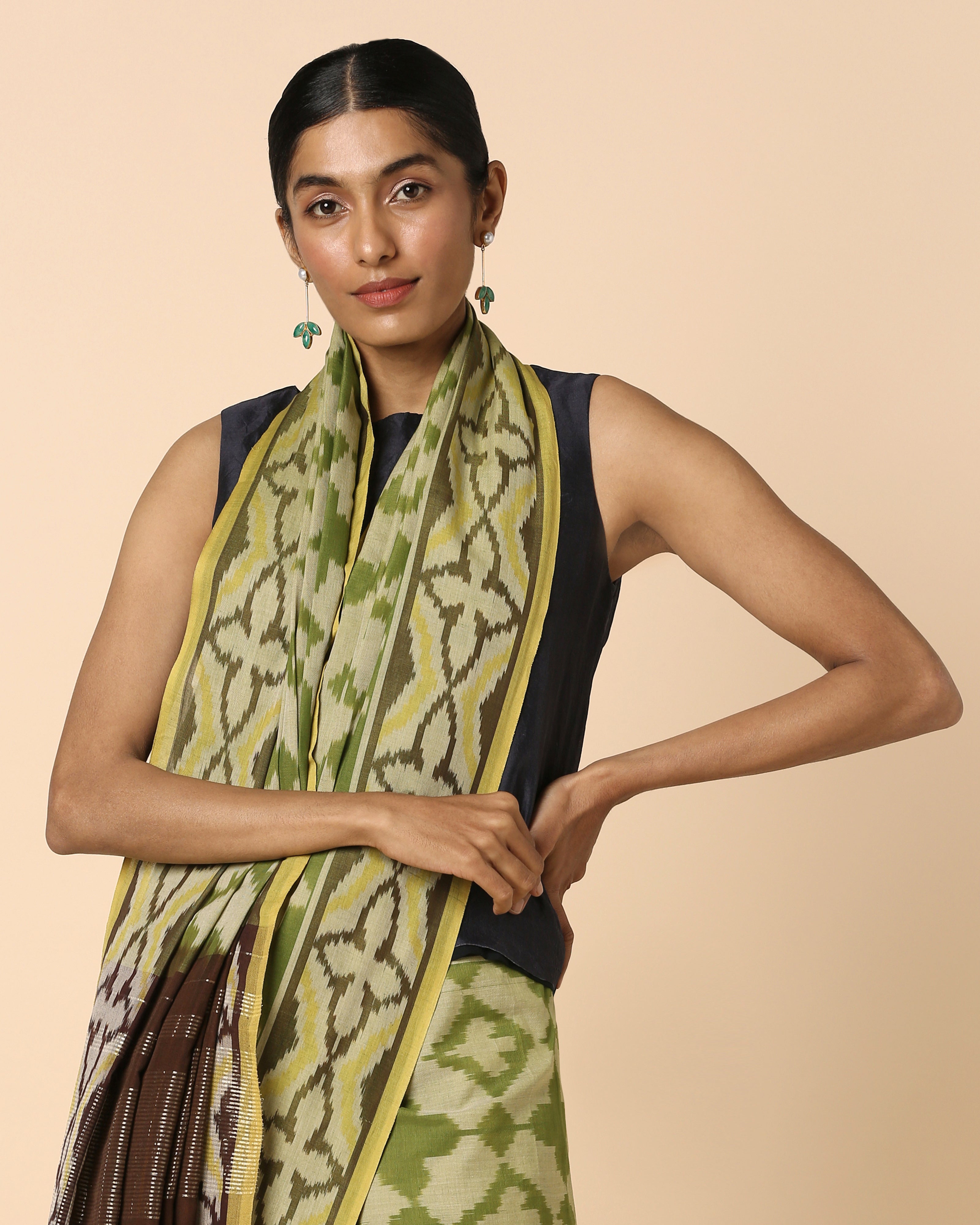 Emie Pochampally Warp Ikat Cotton Saree