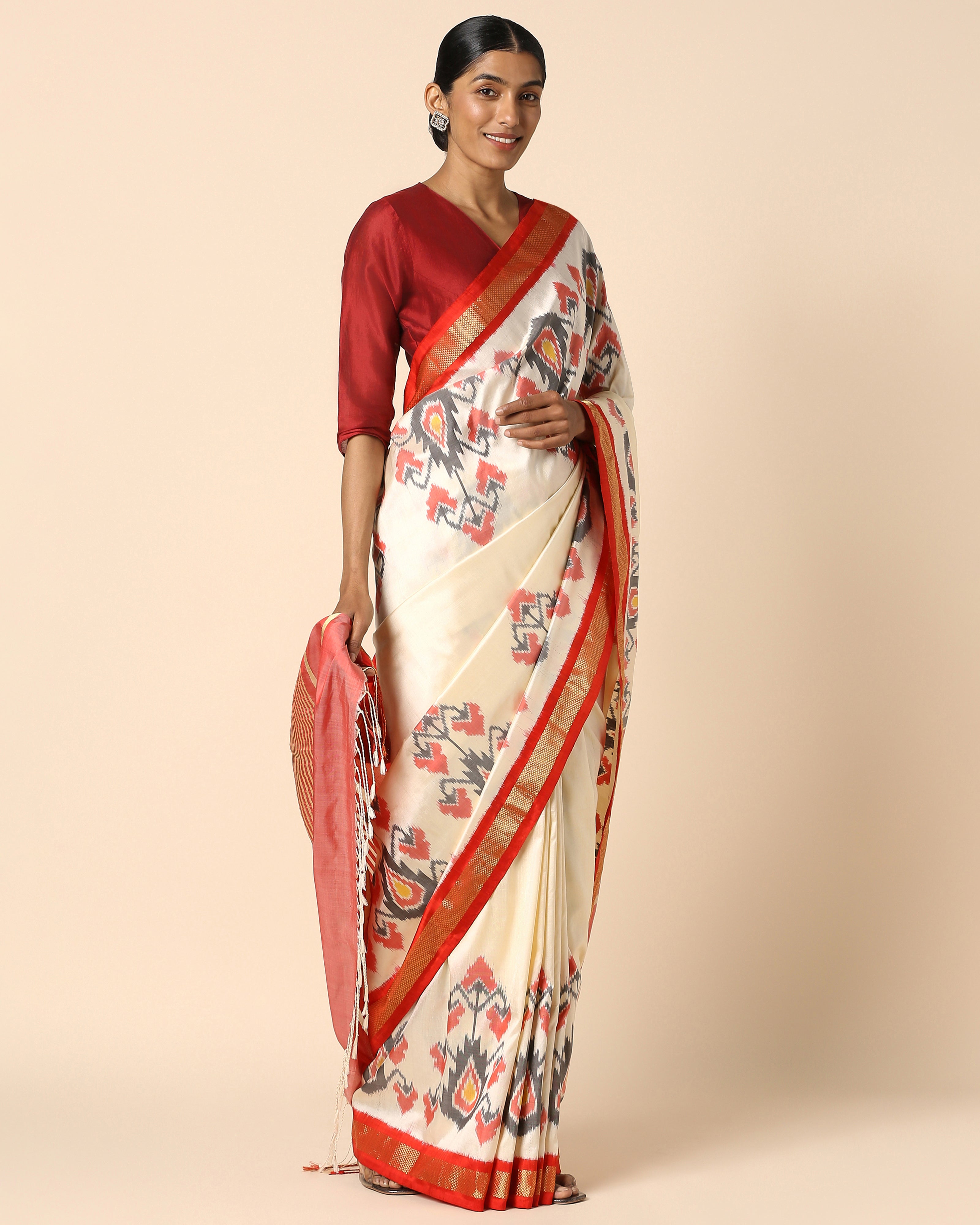 Jigna Pochampally Weft Ikat Silk Saree