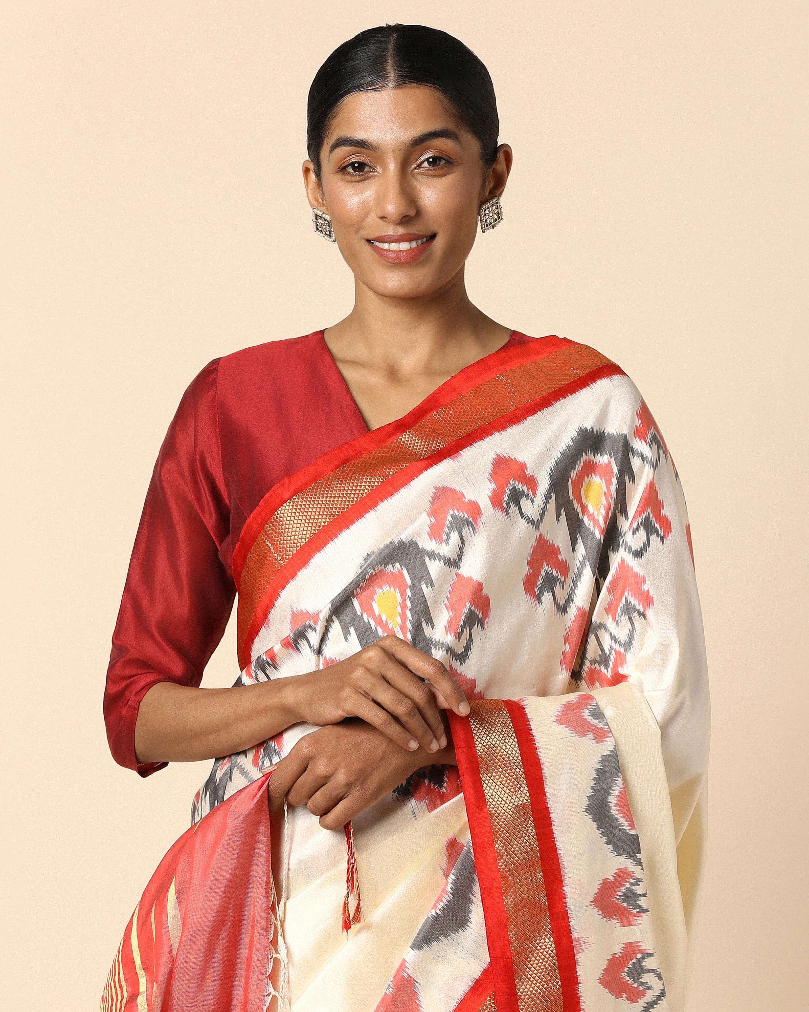 Jigna Pochampally Weft Ikat Silk Saree