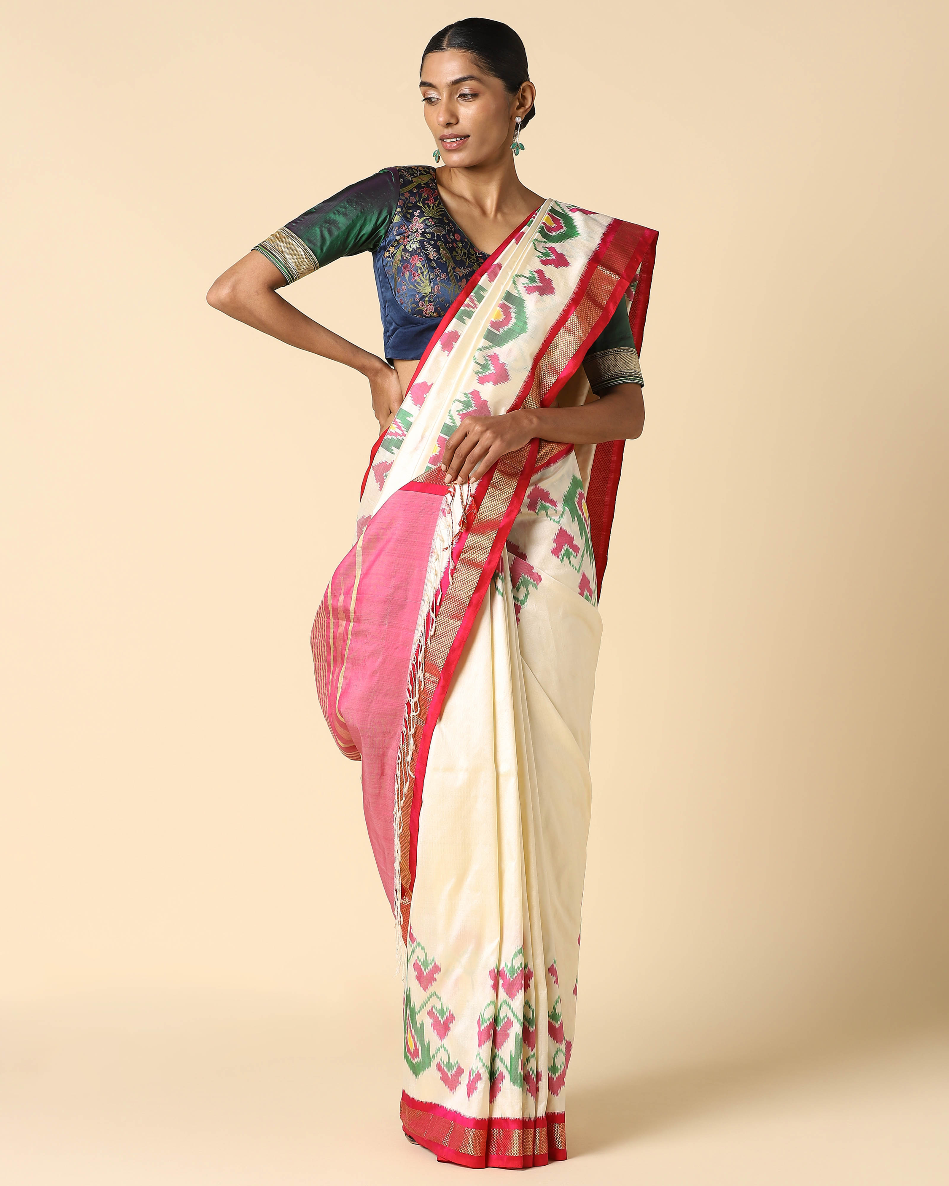 Jigna Pochampally Weft Ikat Silk Saree