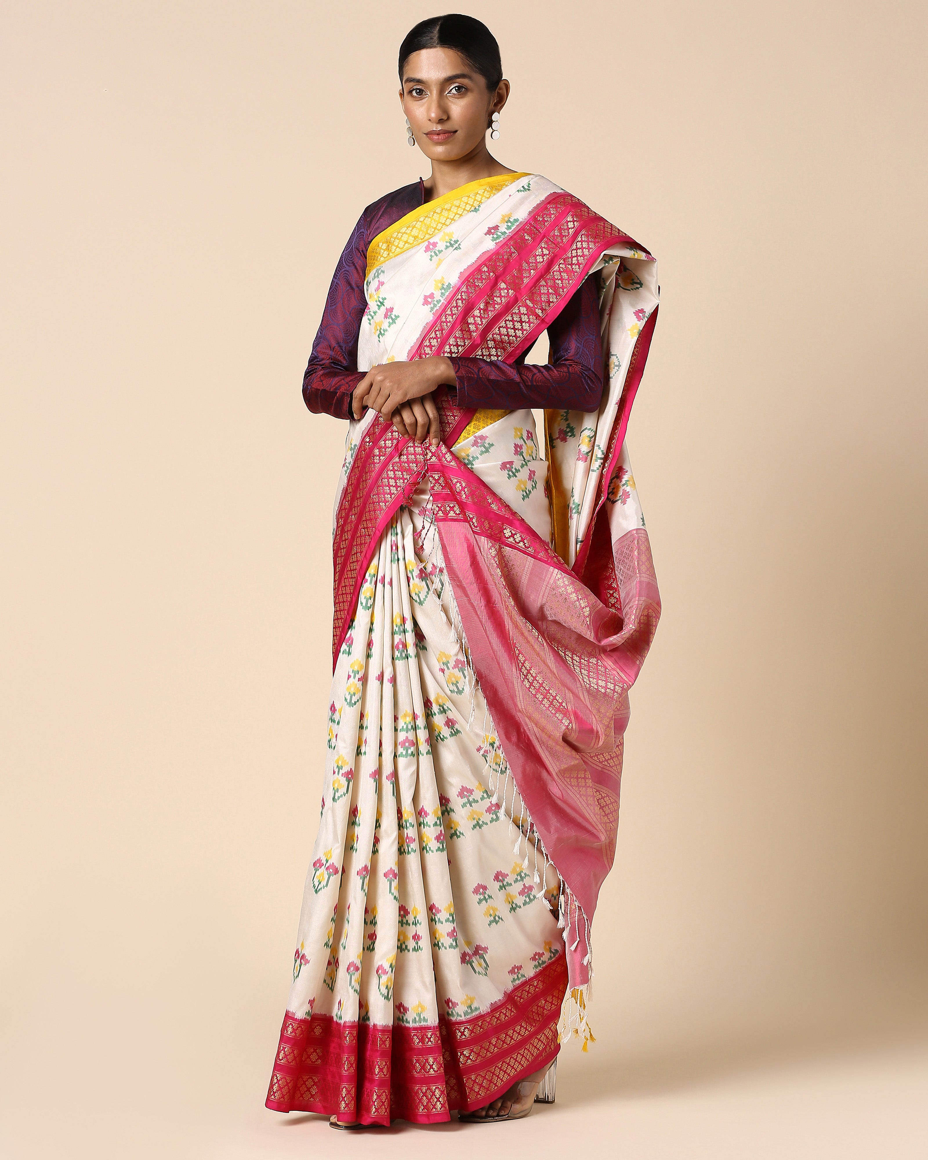 Navika Pochampally Weft Ikat Silk Saree