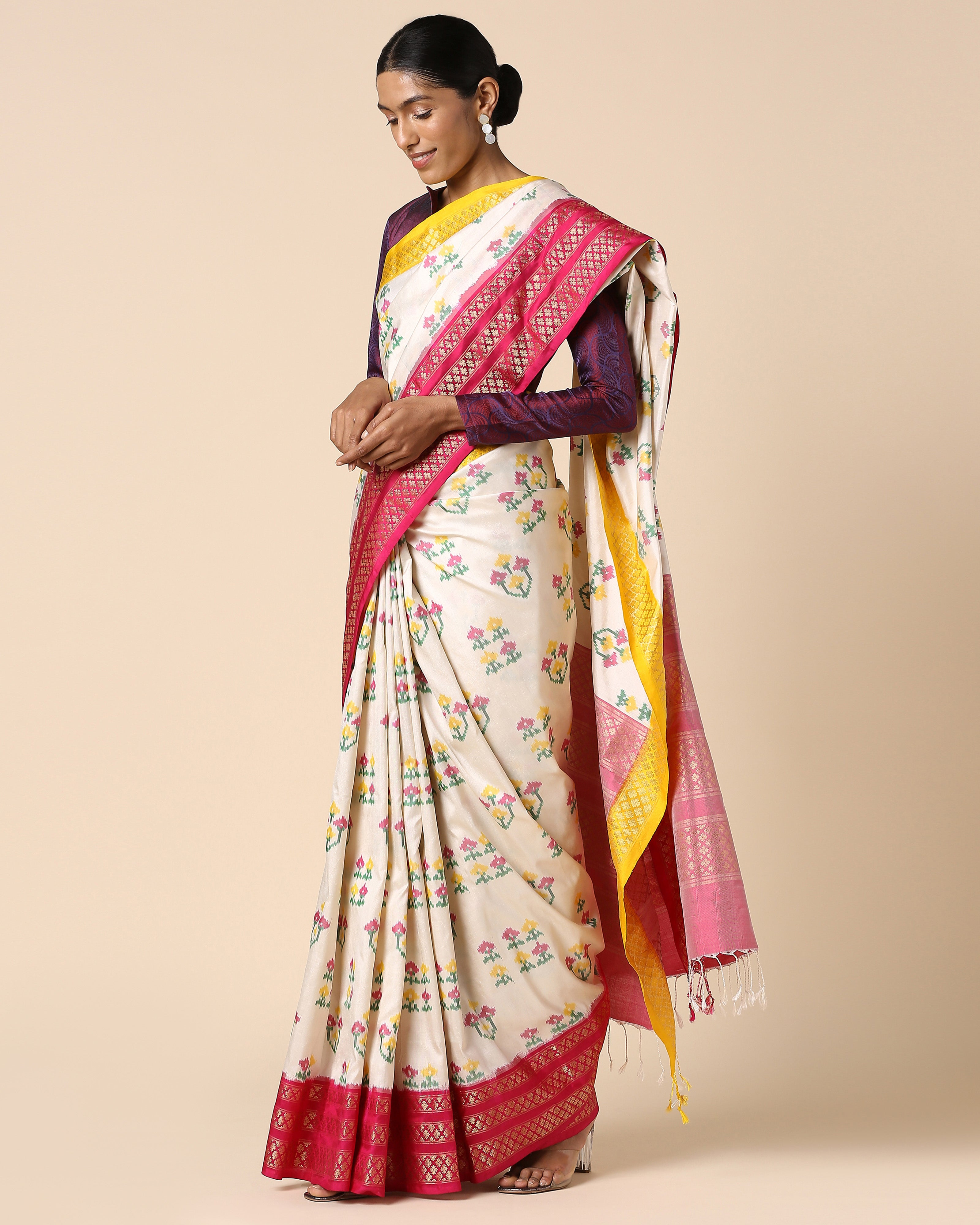Navika Pochampally Weft Ikat Silk Saree