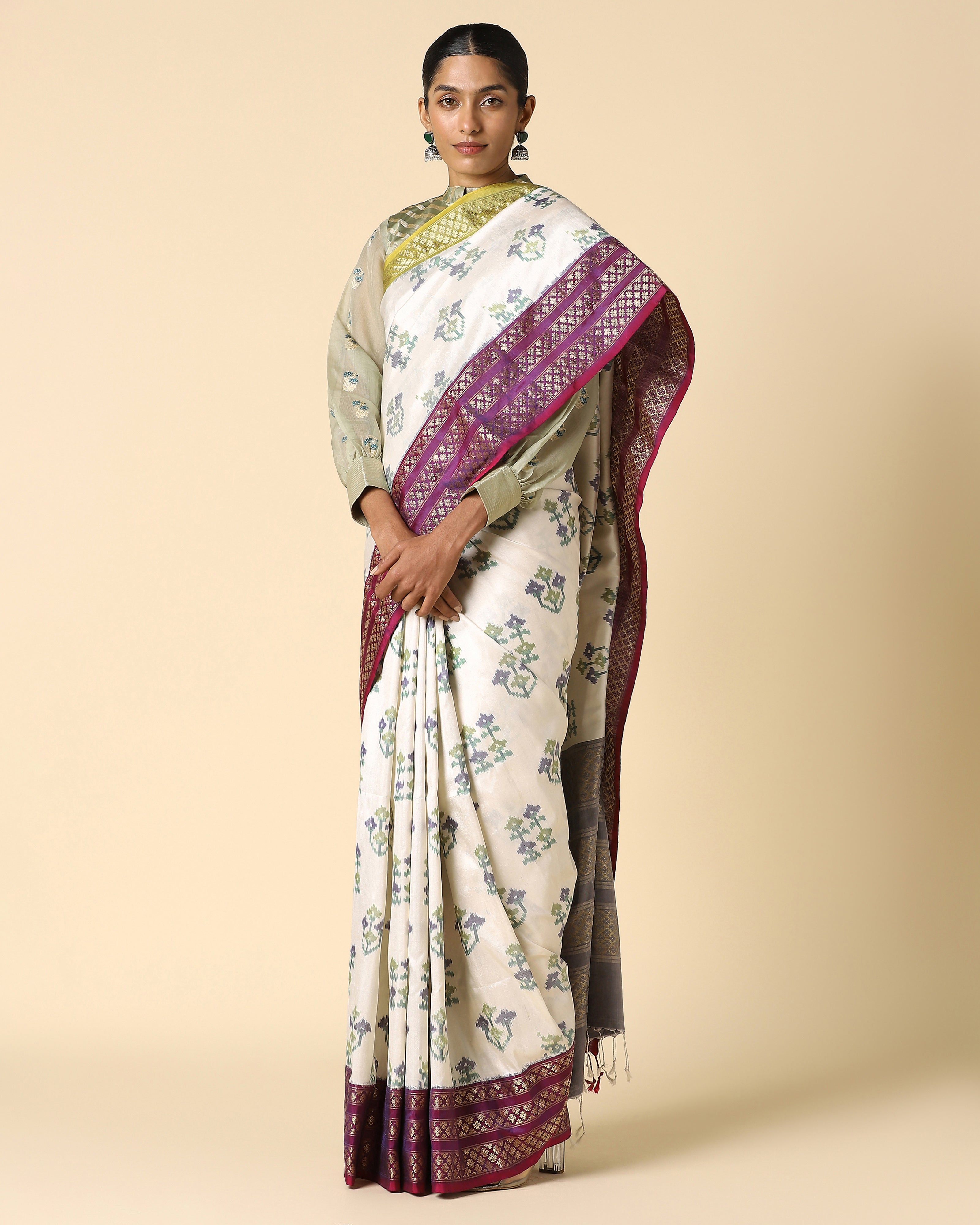 Navika Pochampally Weft Ikat Silk Saree