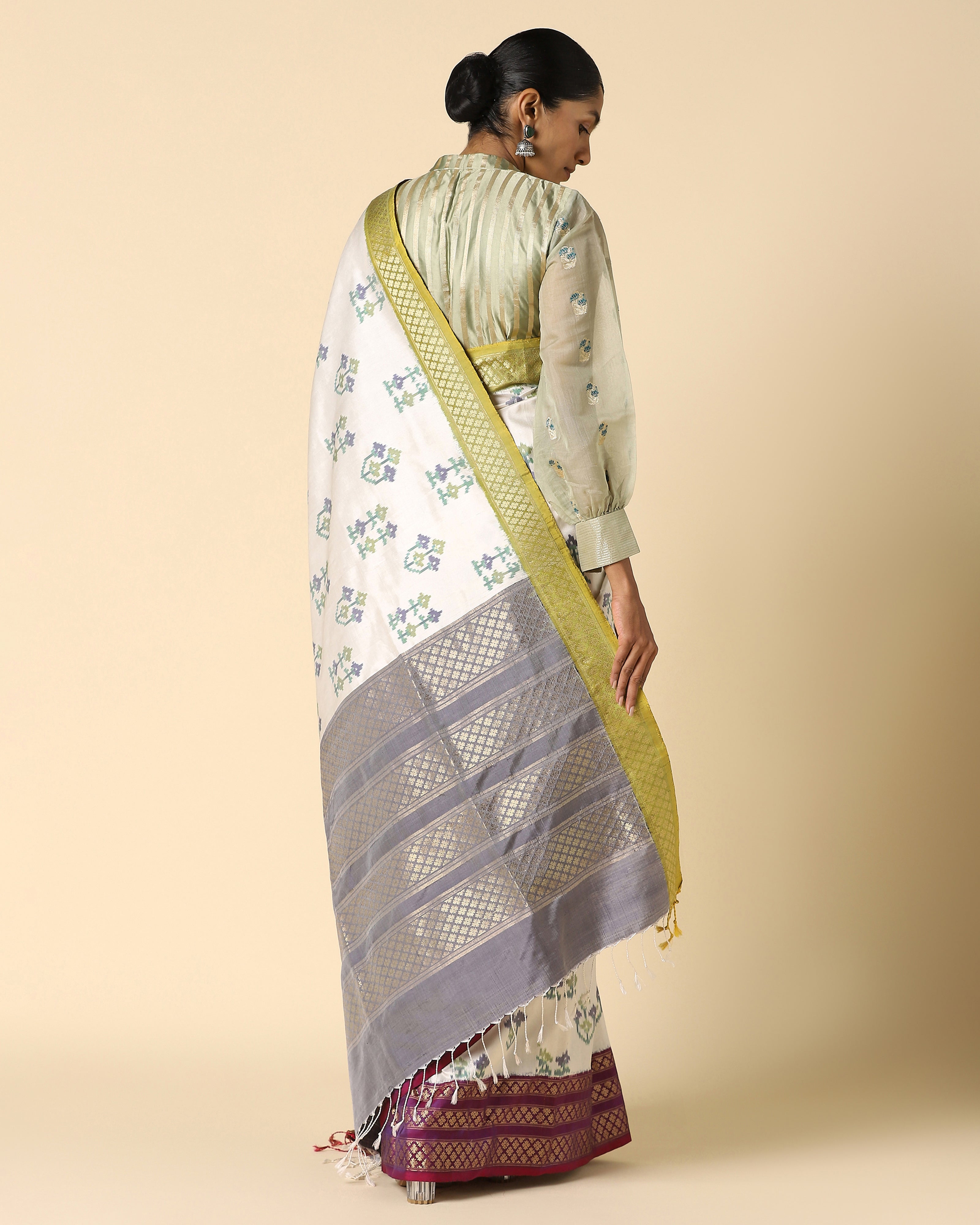 Navika Pochampally Weft Ikat Silk Saree