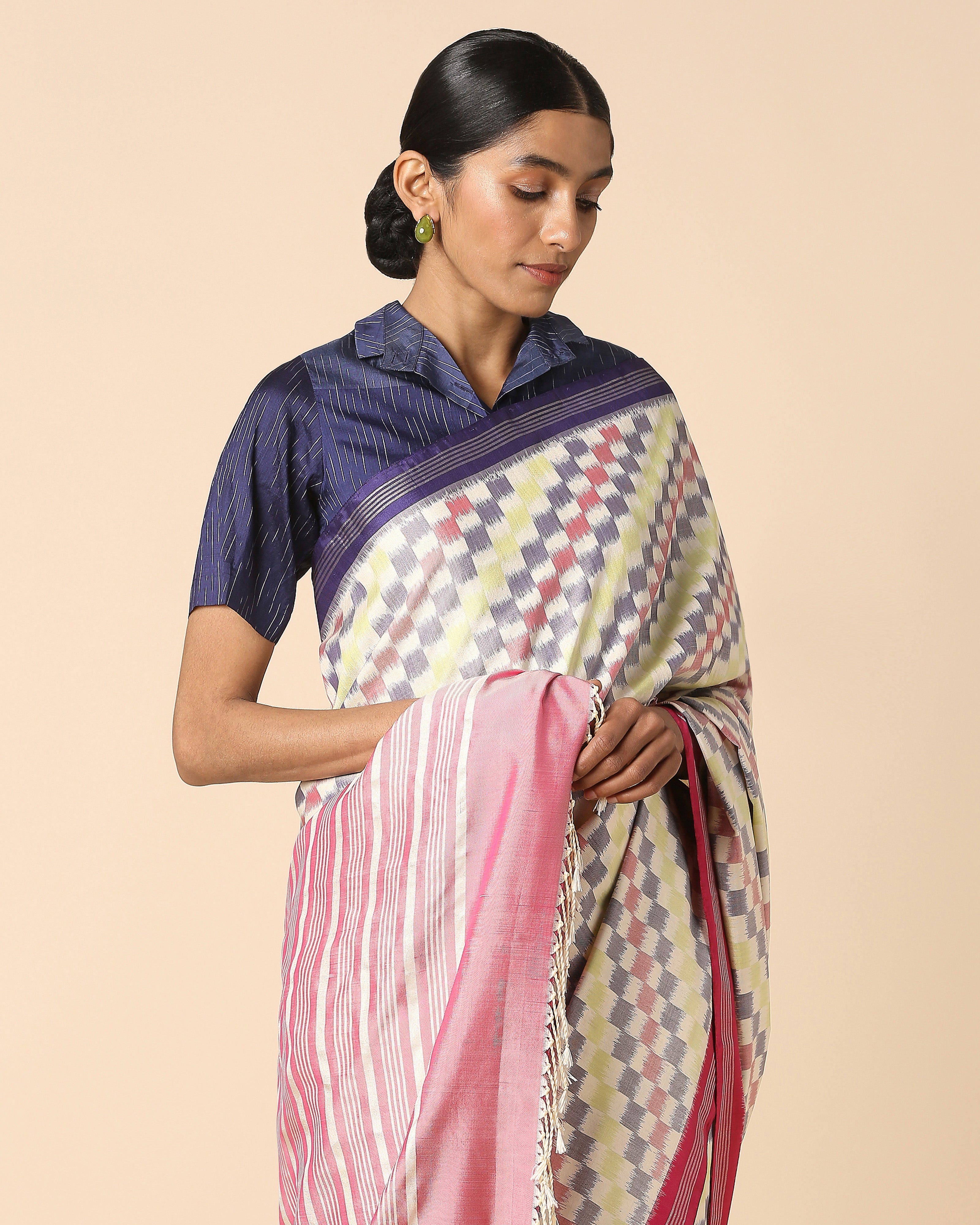 Aayana Pochampally Weft Ikat Silk Saree