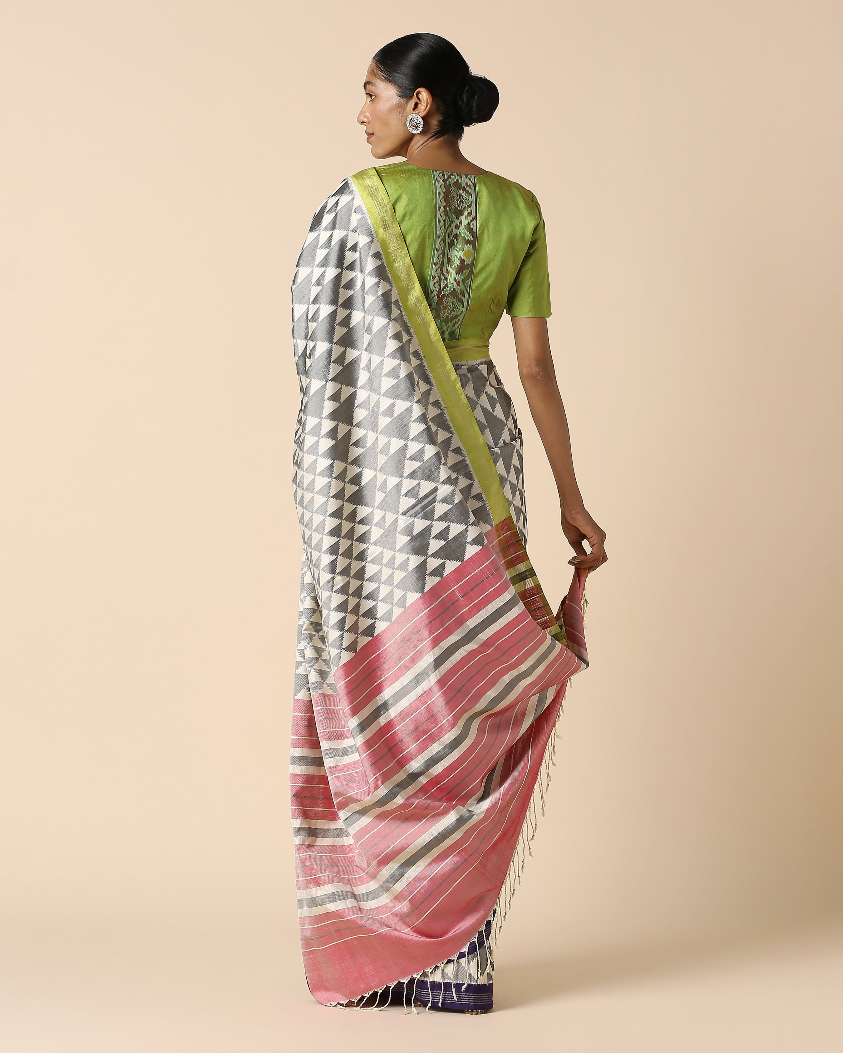 Jini Pochampally Weft Ikat Silk Saree