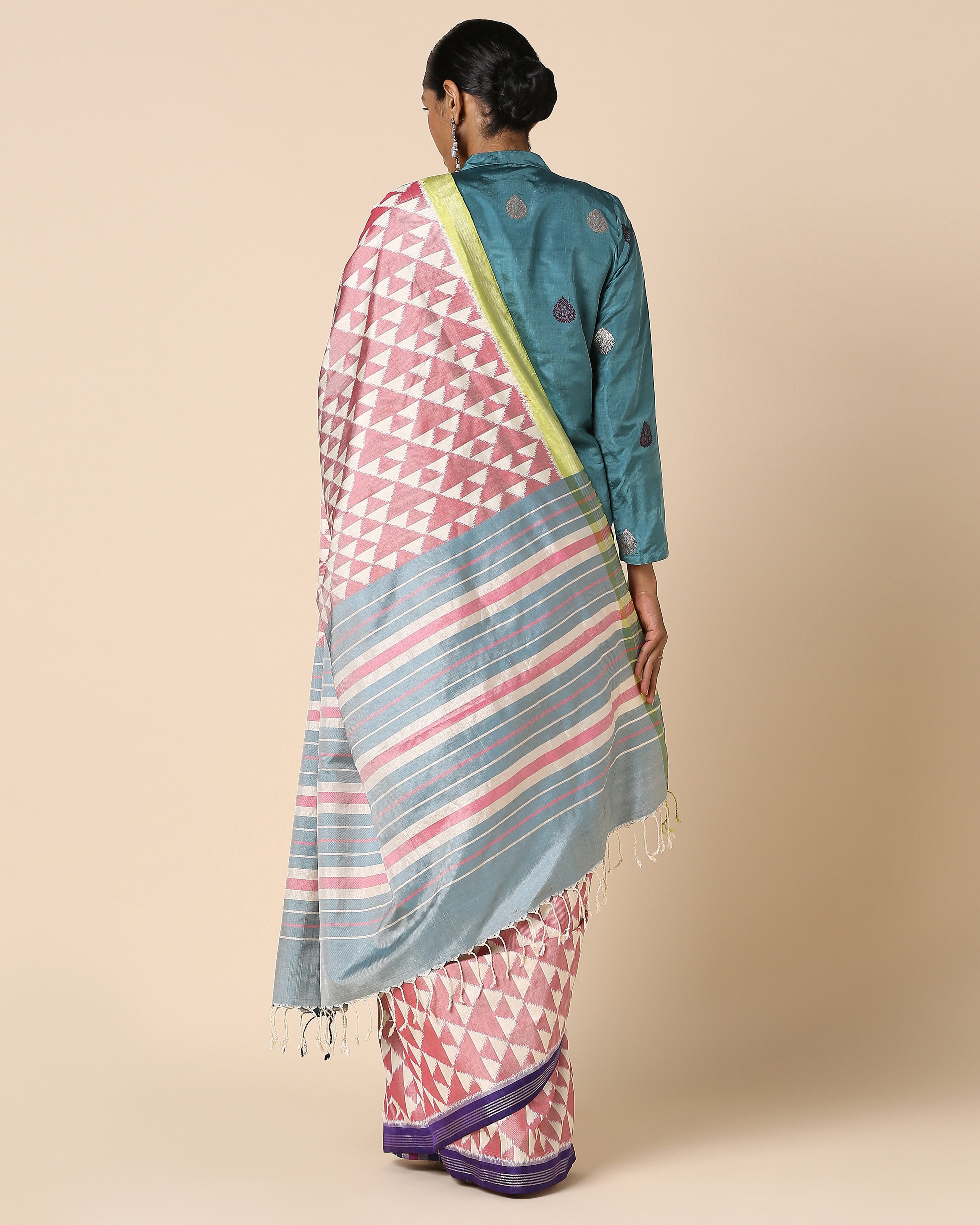 Jini Pochampally Weft Ikat Silk Saree