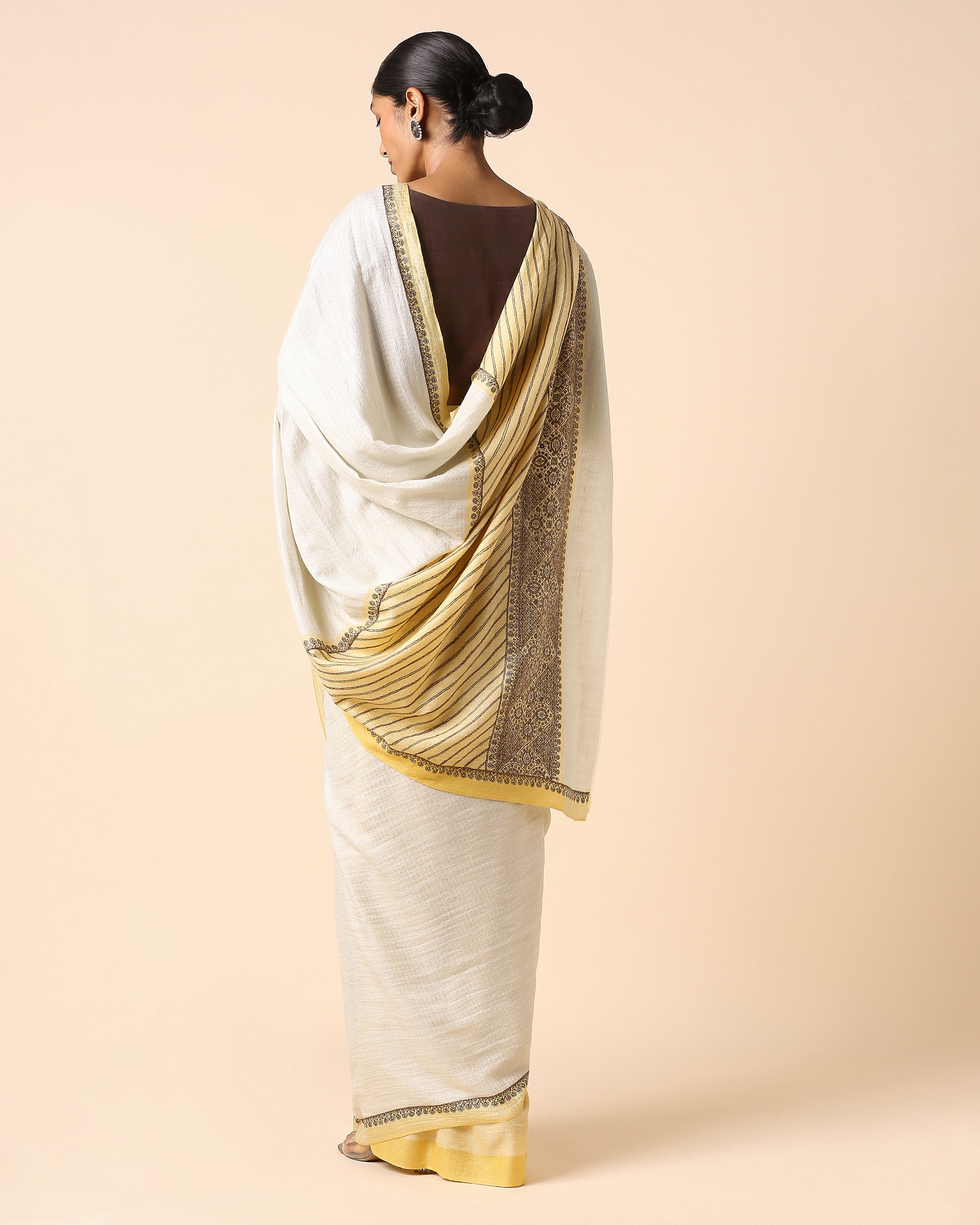 Aishini Kashmir Sozni Embroidery Pashmina Saree