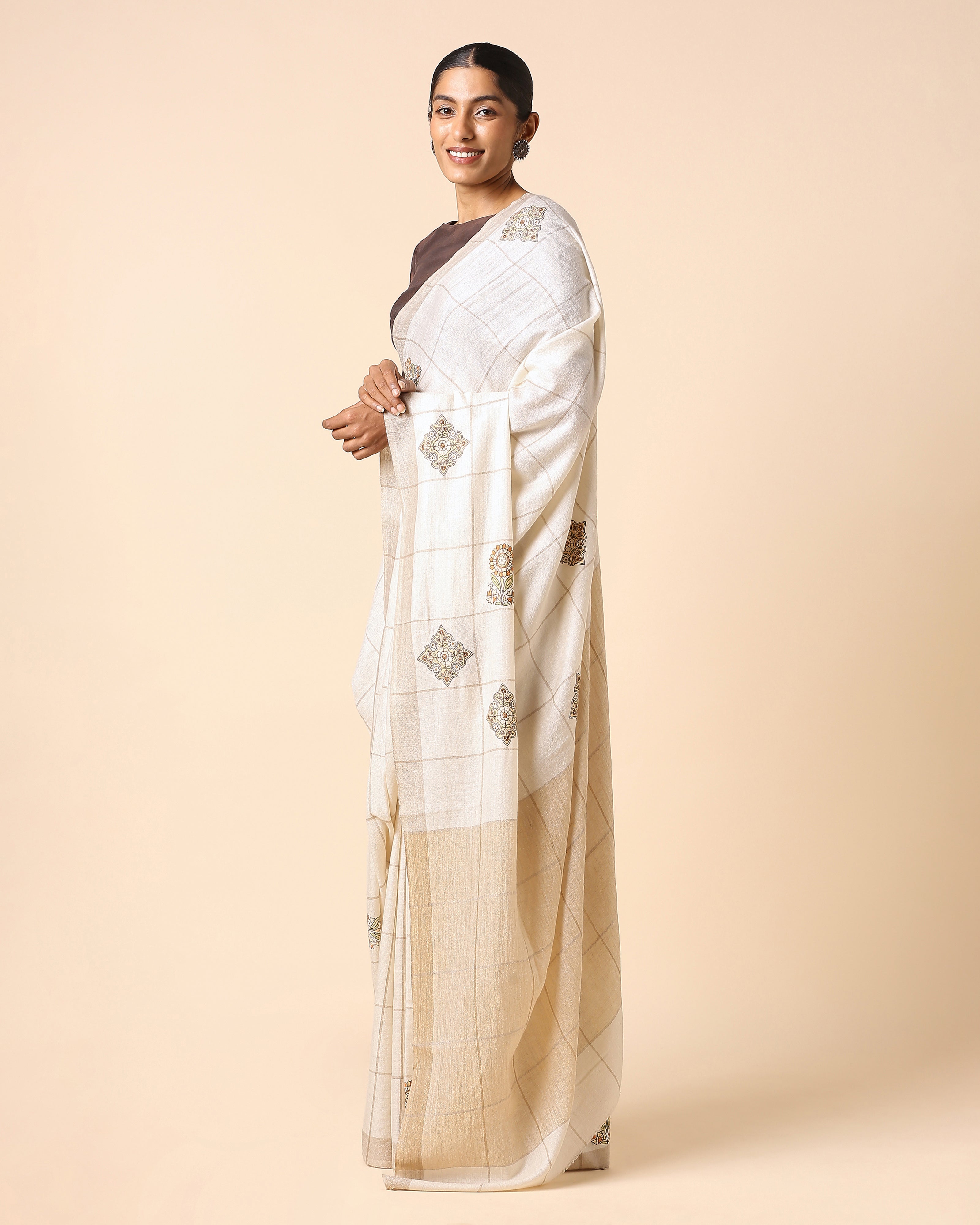 Tarika Kashmir Sozni Embroidery Pashmina Saree