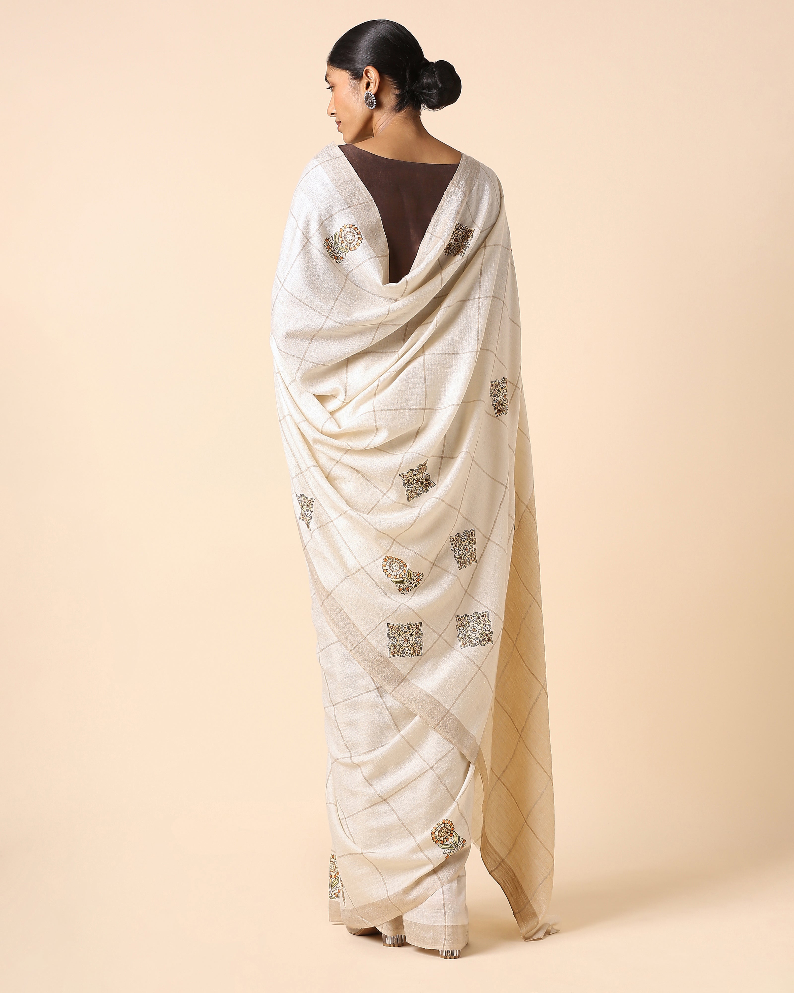 Tarika Kashmir Sozni Embroidery Pashmina Saree