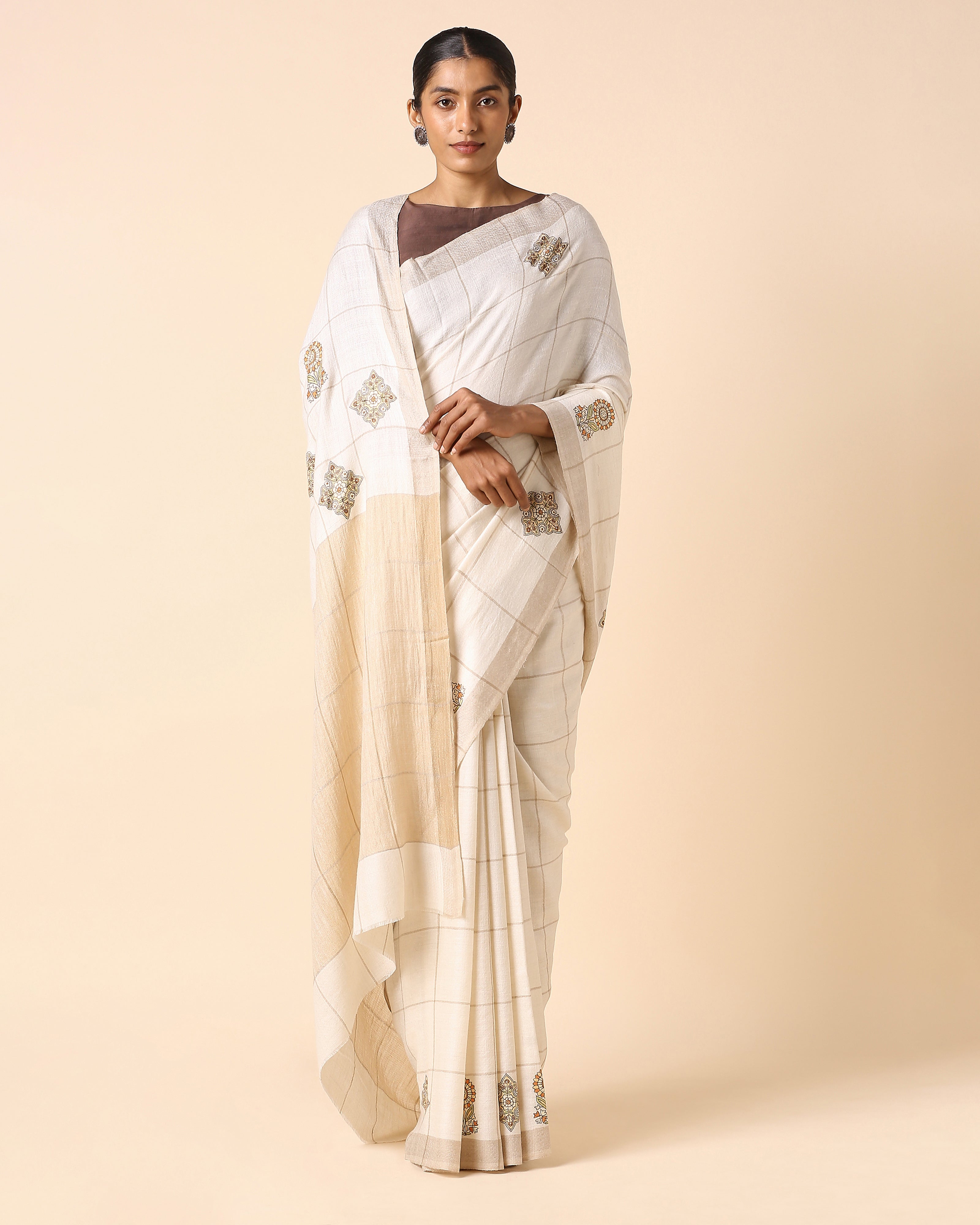 Tarika Kashmir Sozni Embroidery Pashmina Saree
