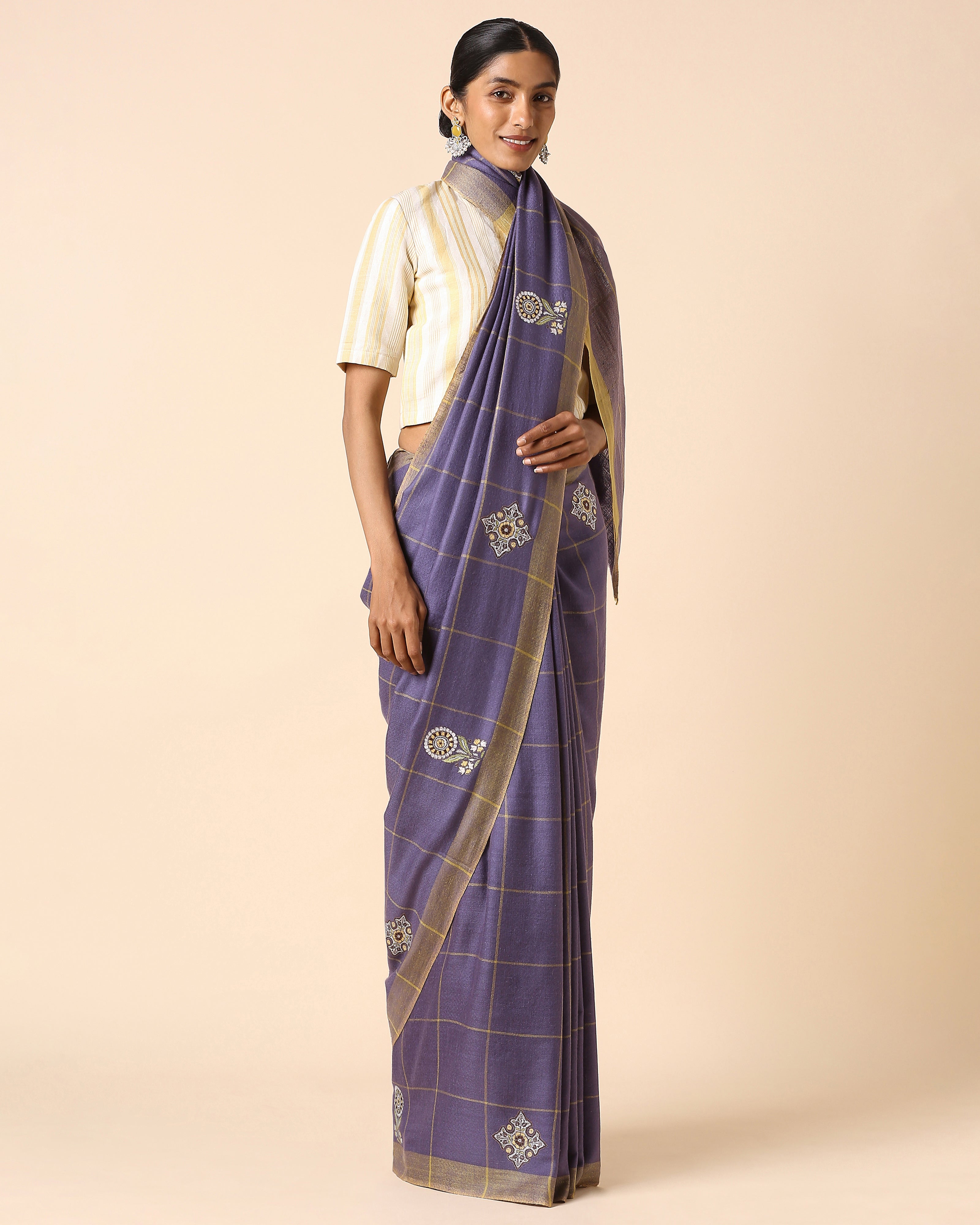 Tarika Kashmir Sozni Embroidery Pashmina Saree