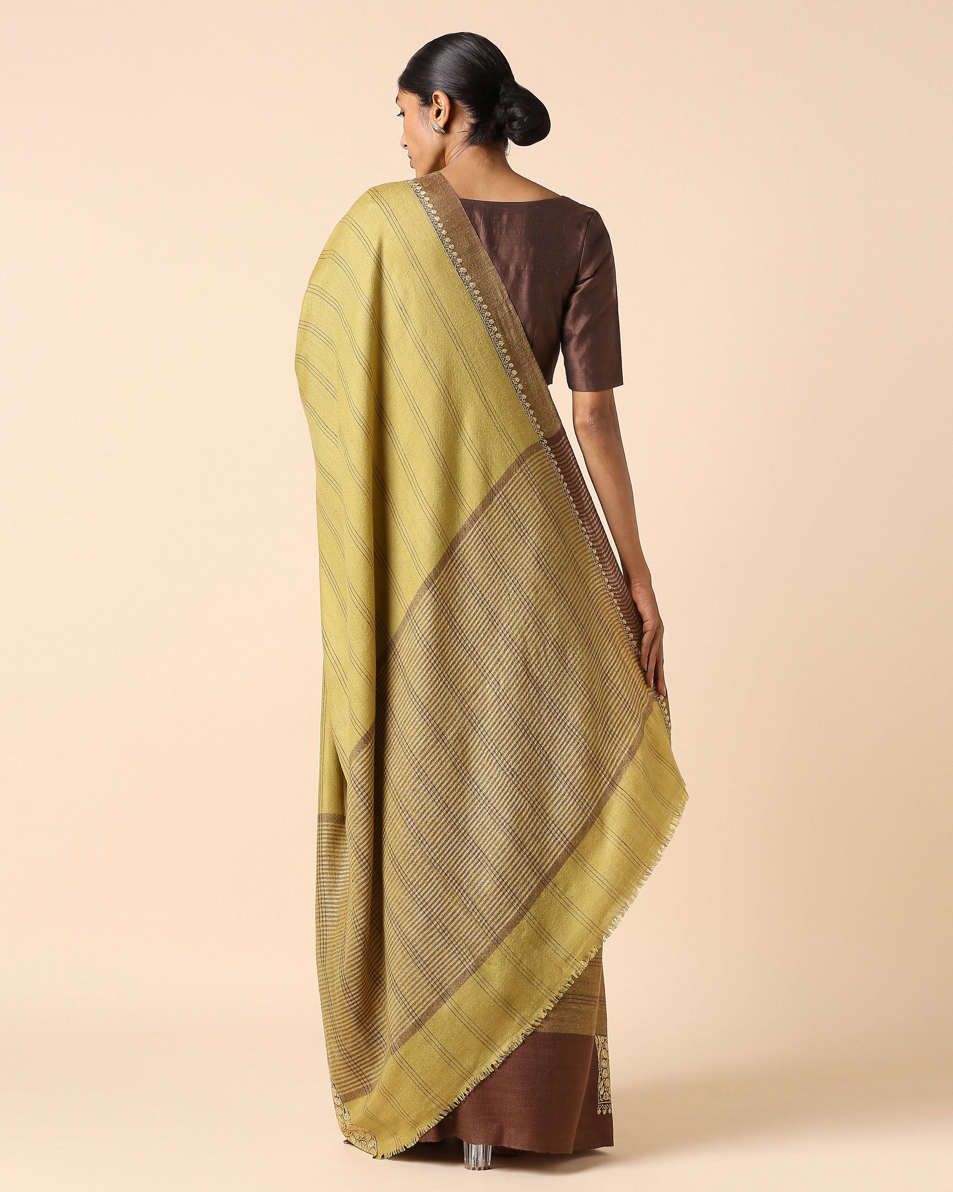 Maitreyi Kashmir Sozni Embroidery Pashmina Saree