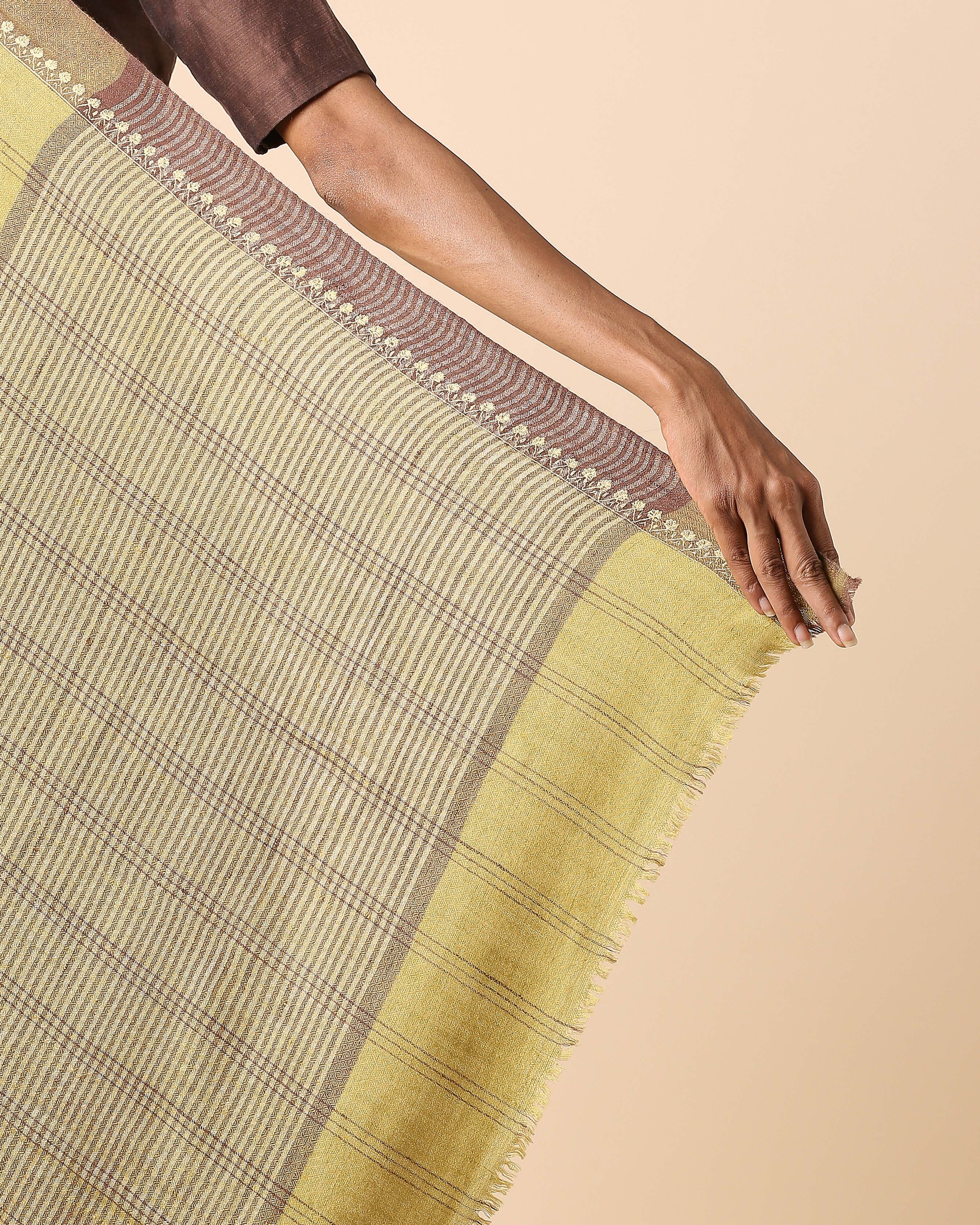 Maitreyi Kashmir Sozni Embroidery Pashmina Saree