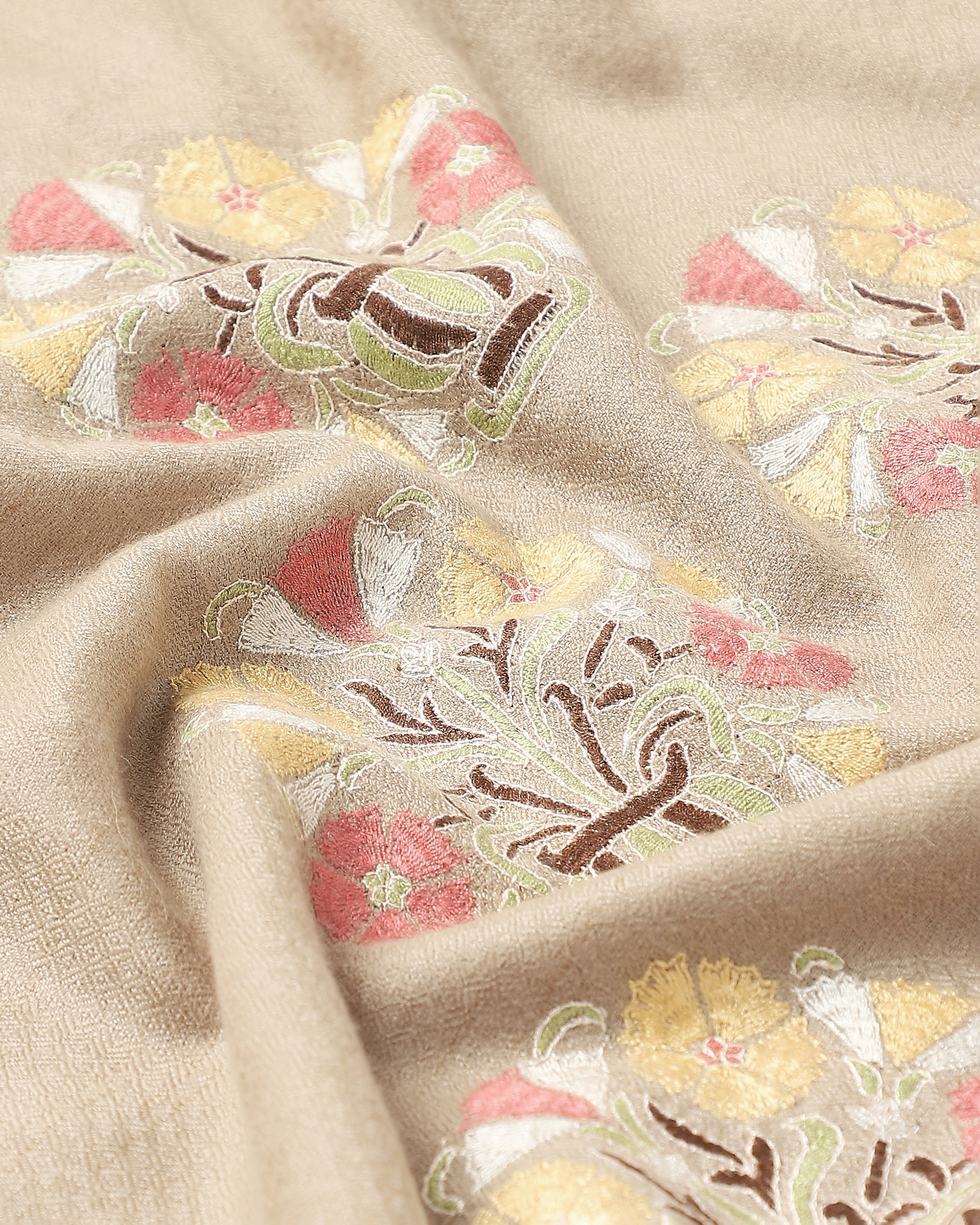 Ishya Kashmir Sozni Embroidery Pashmina Saree