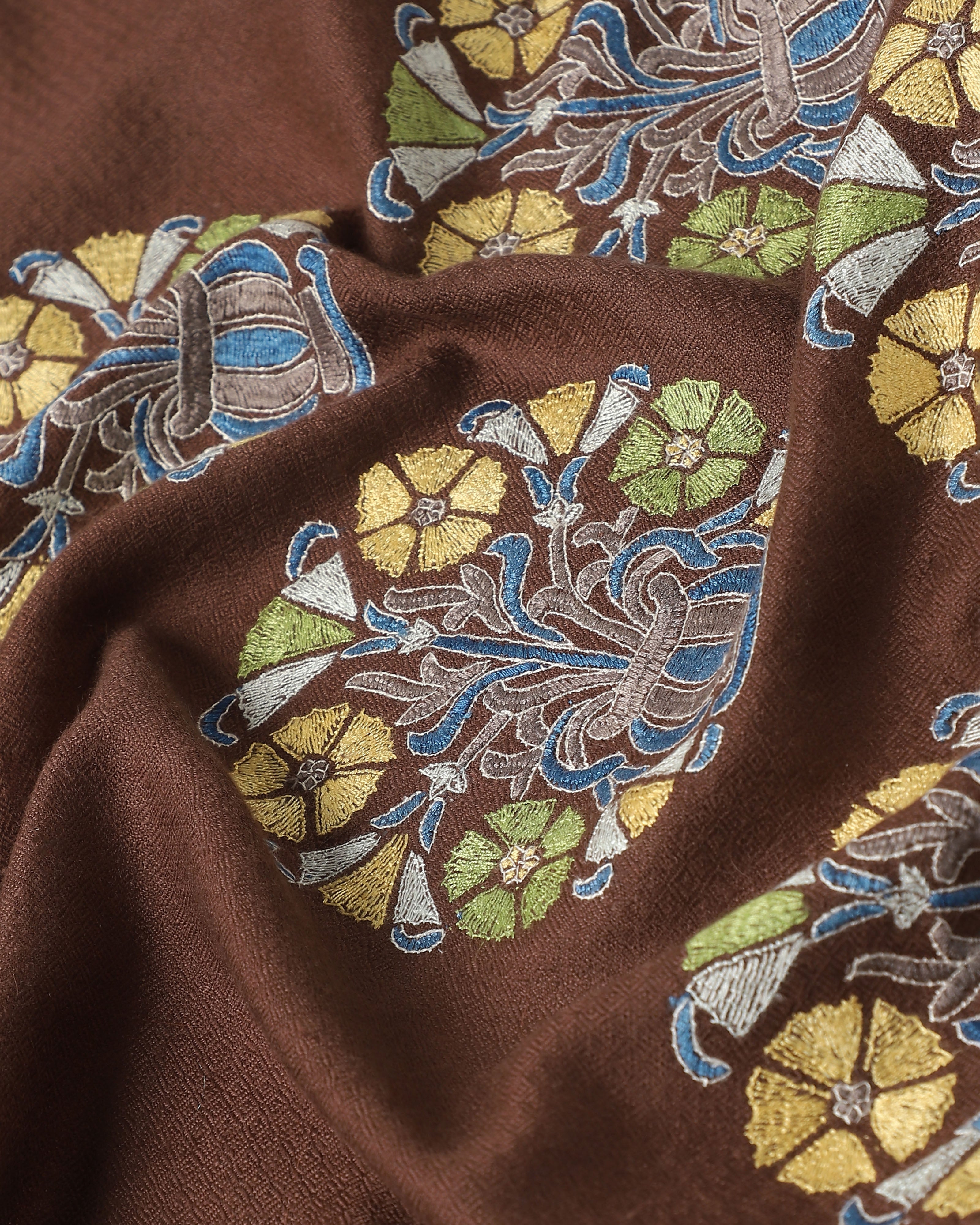 Ishya Kashmir Sozni Embroidery Pashmina Saree