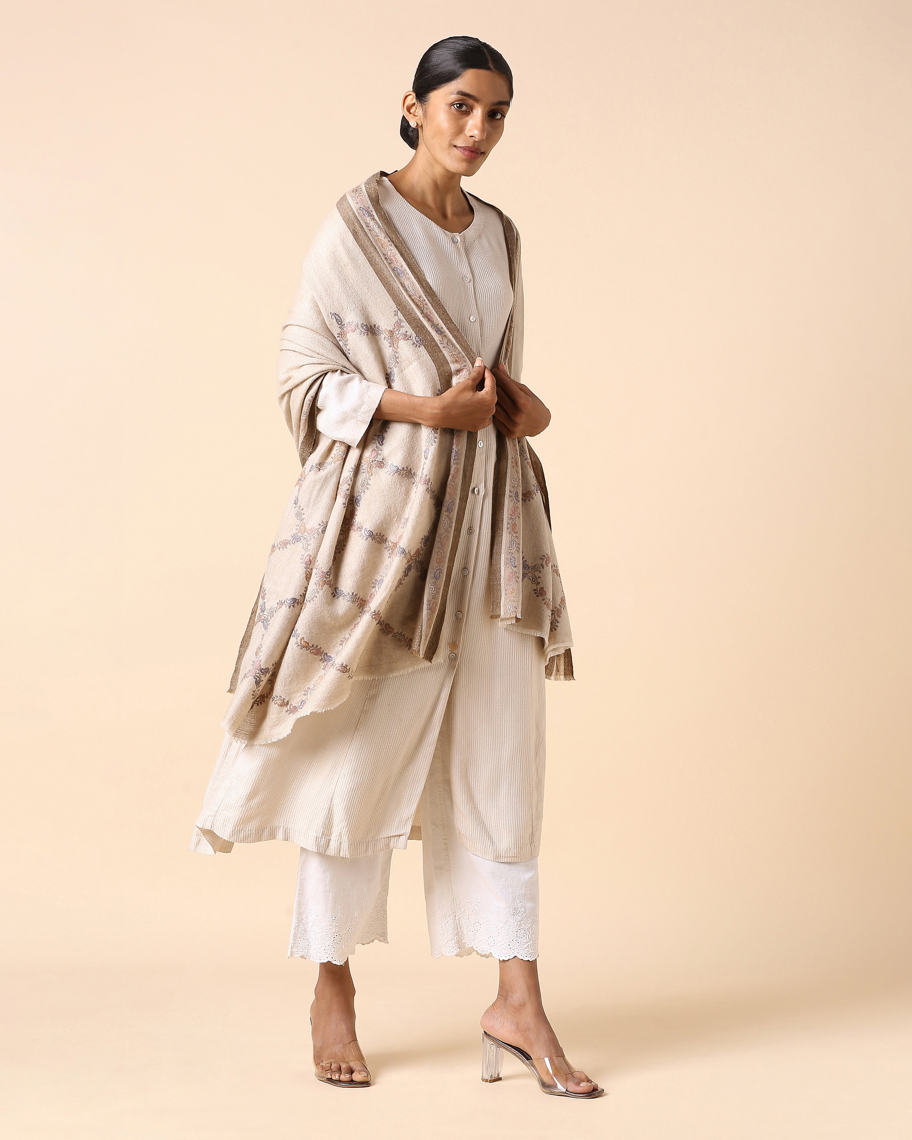 Kainat Kashmir Sozni Embroidery Pashmina Shawl