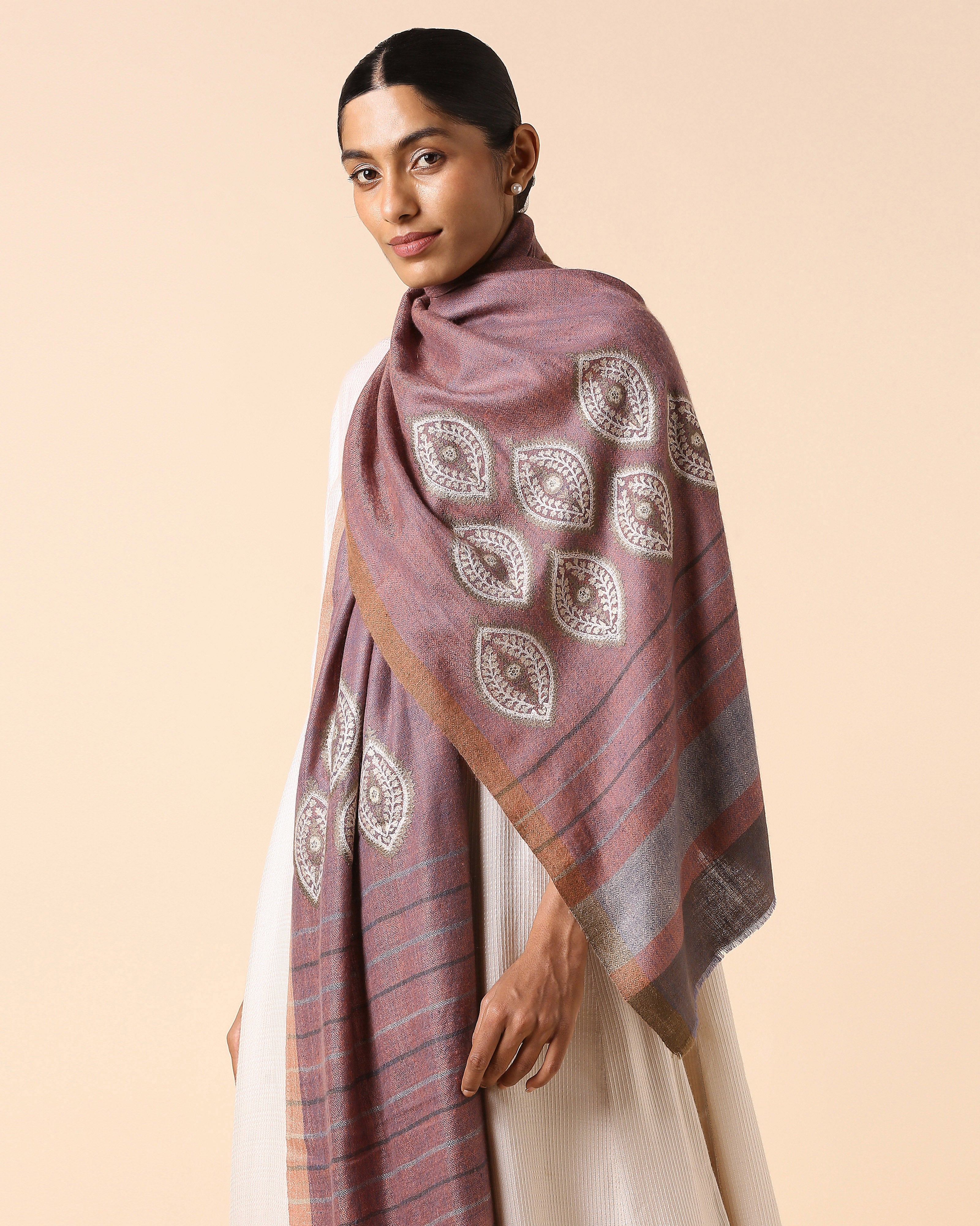 Daneen Kashmir Sozni Embroidery Pashmina Stole