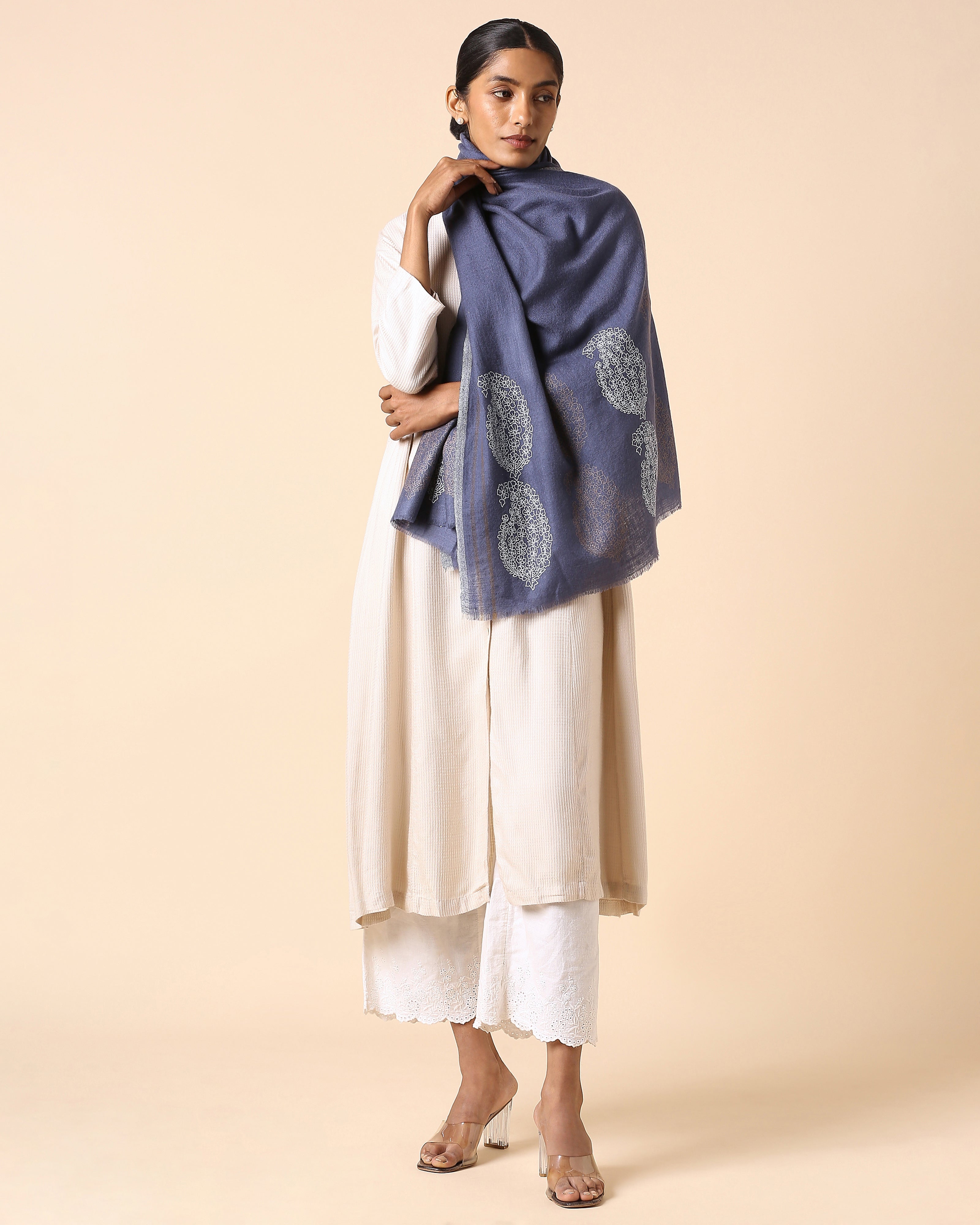 Gauhar Kashmir Sozni Embroidery Pashmina Stole