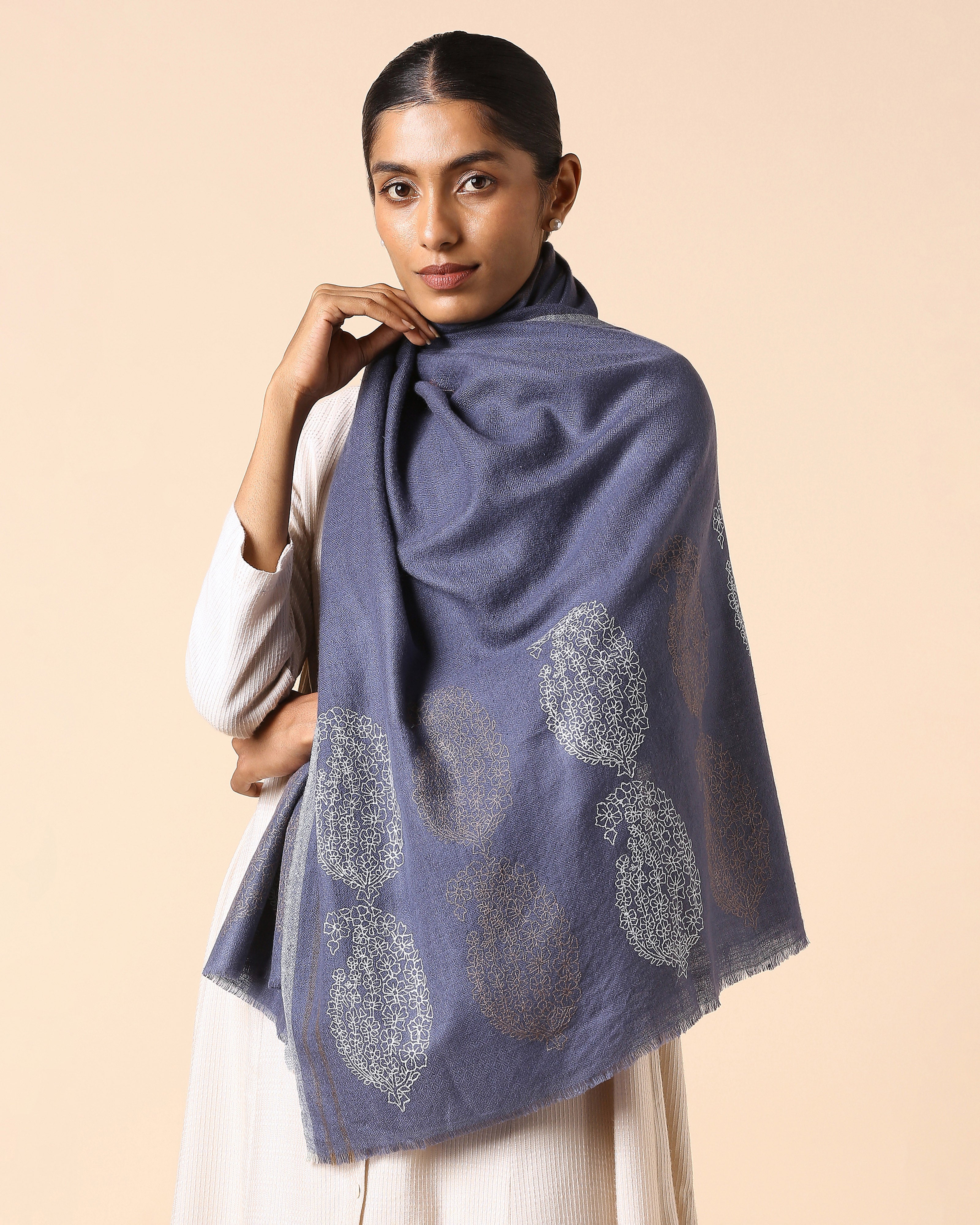 Gauhar Kashmir Sozni Embroidery Pashmina Stole