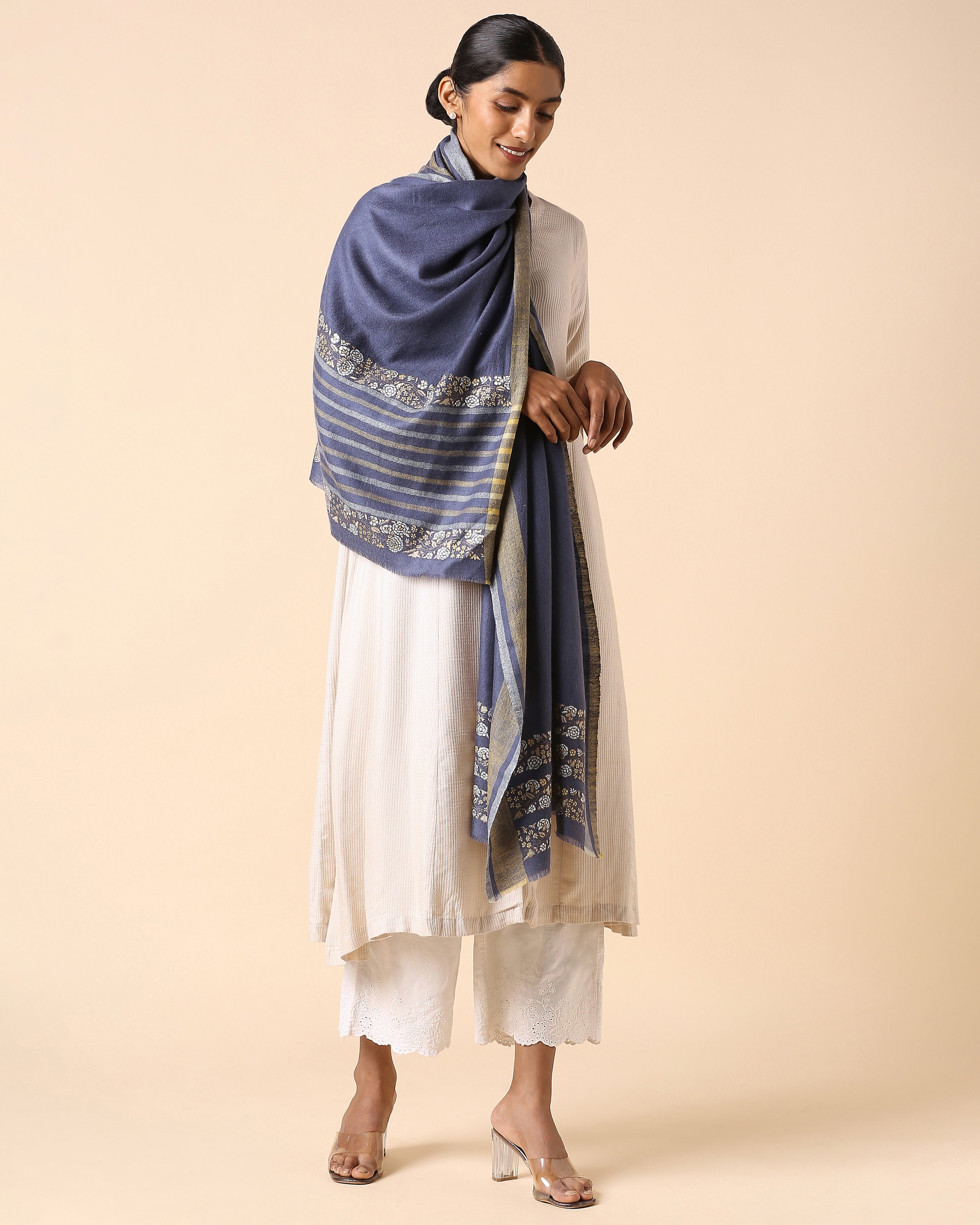 Ishika Kashmir Sozni Embroidery Pashmina Stole