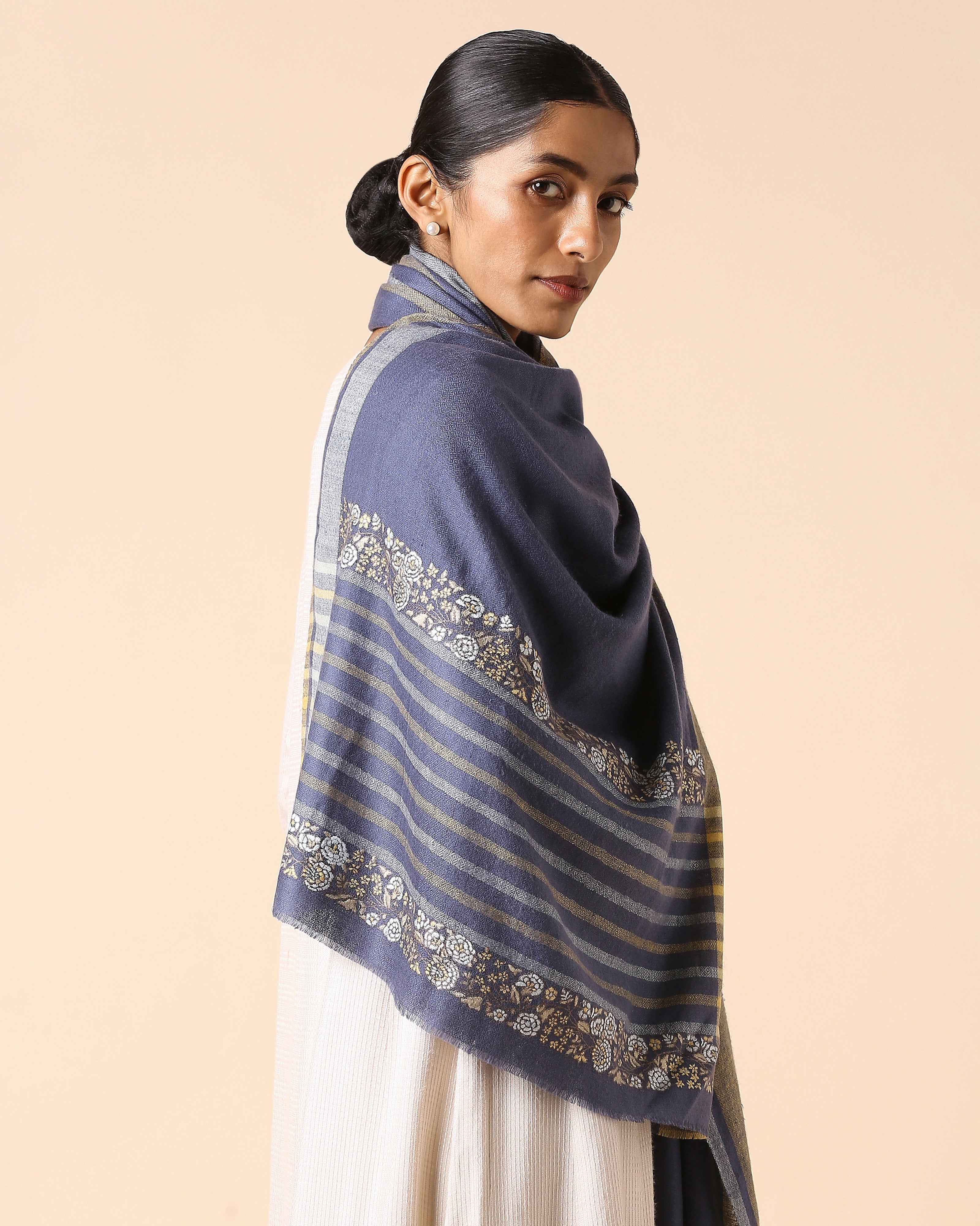 Ishika Kashmir Sozni Embroidery Pashmina Stole