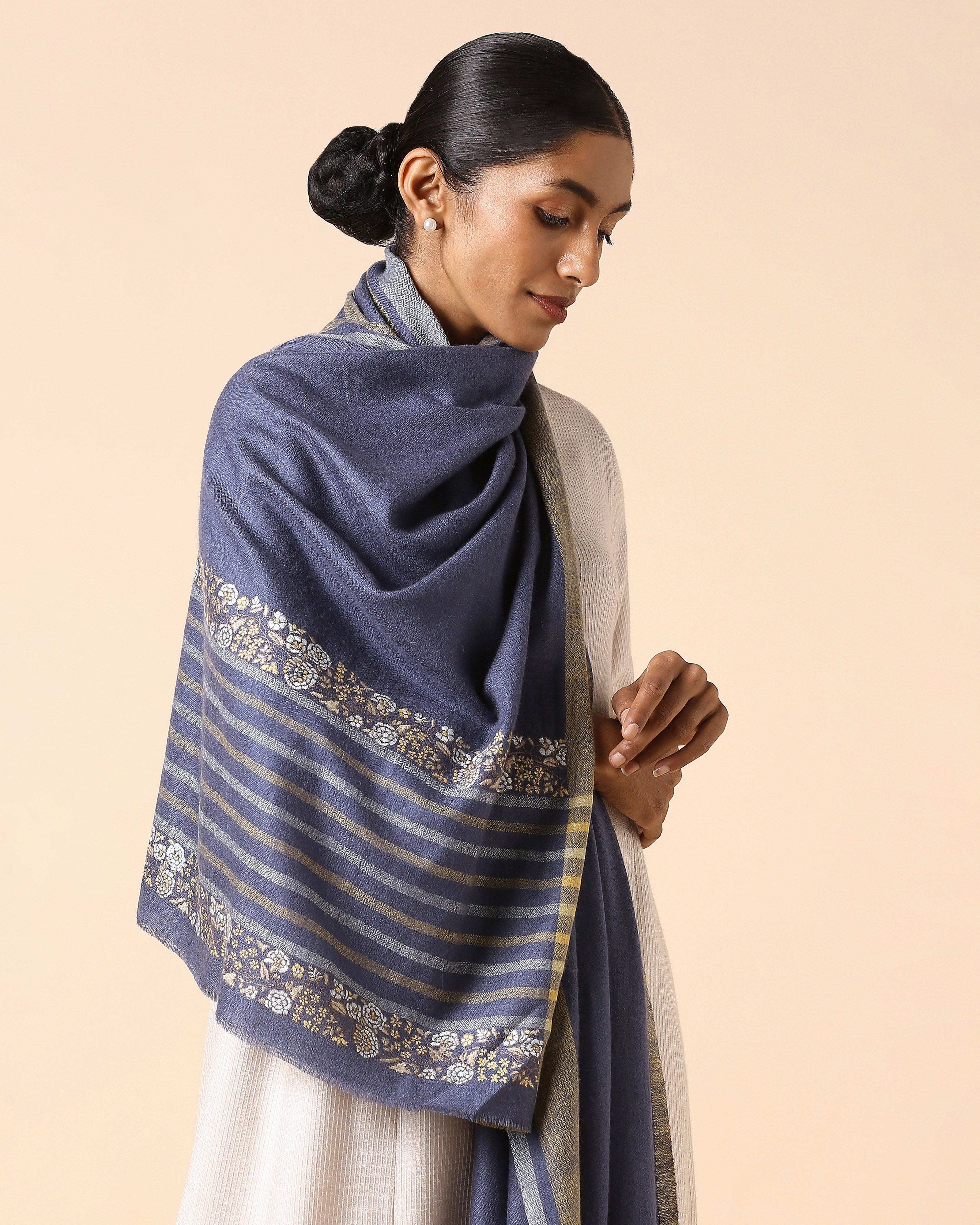 Ishika Kashmir Sozni Embroidery Pashmina Stole