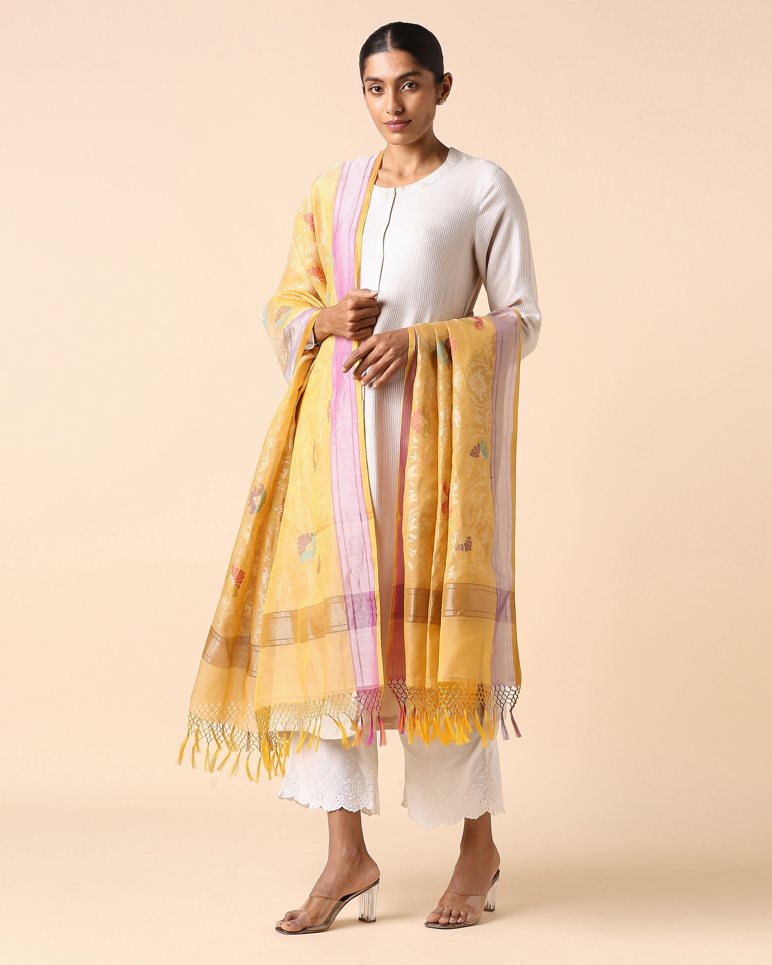 Laksh Banarasi Jamdani Silk Cotton Dupatta