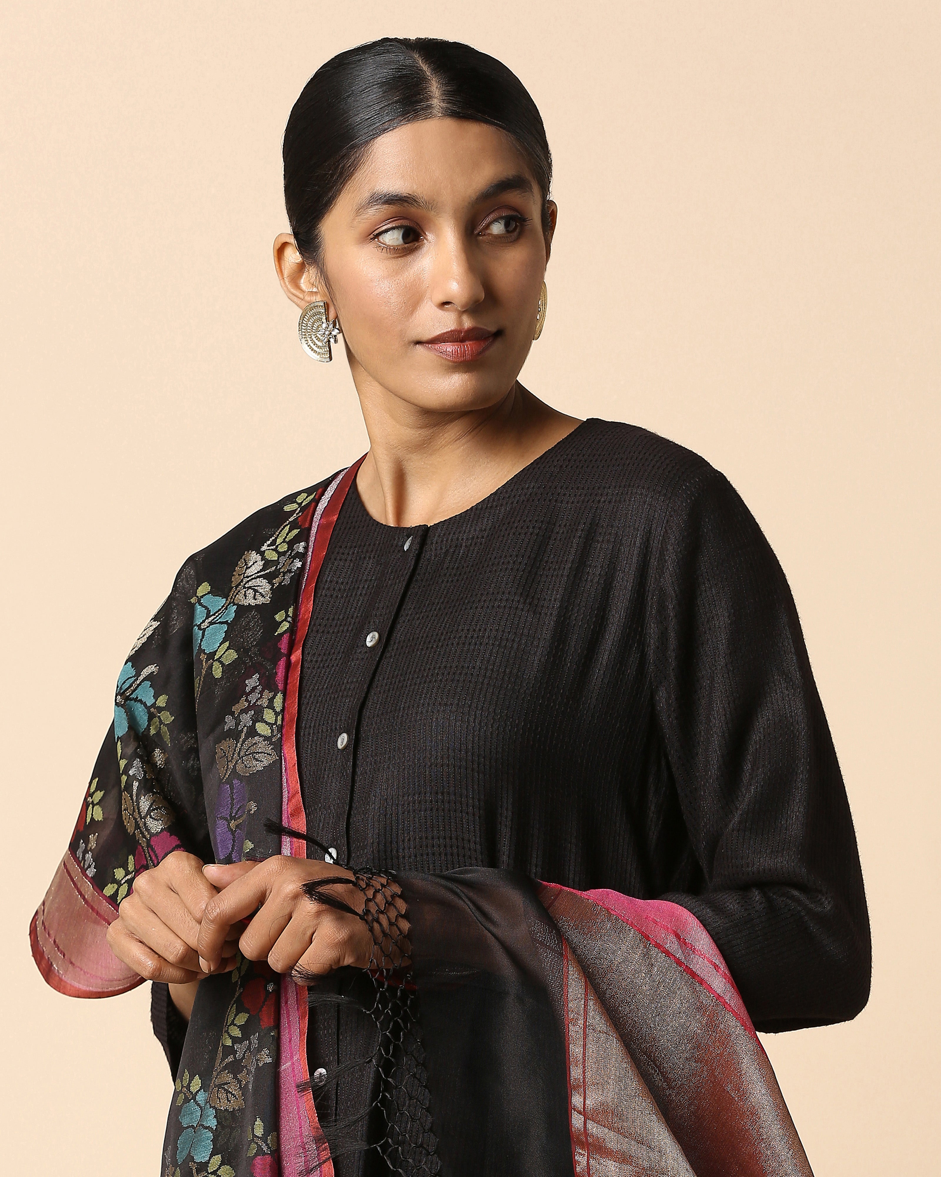 Sindhura Banarasi Jamdani Silk Cotton Dupatta