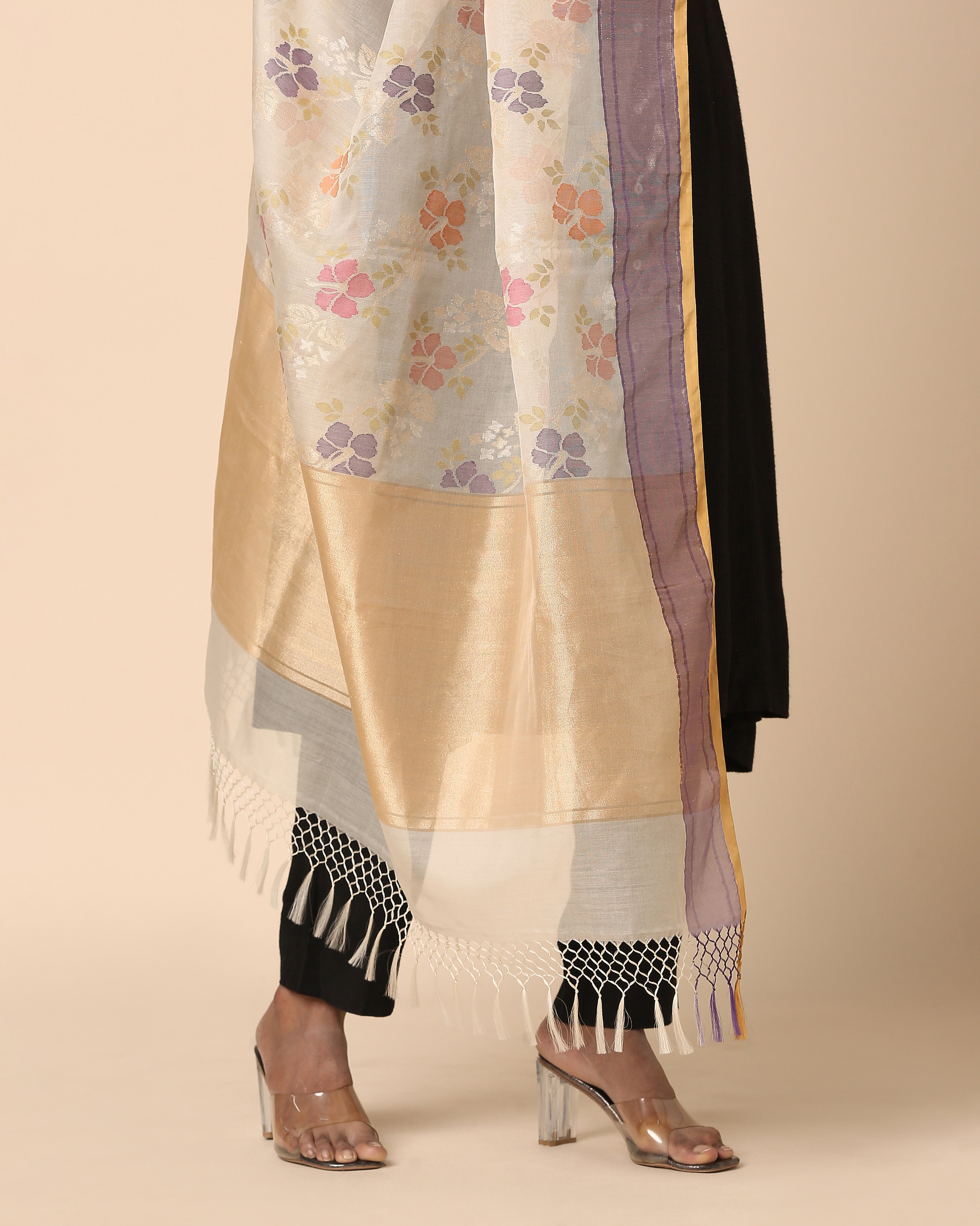 Sindhura Banarasi Jamdani Silk Cotton Dupatta