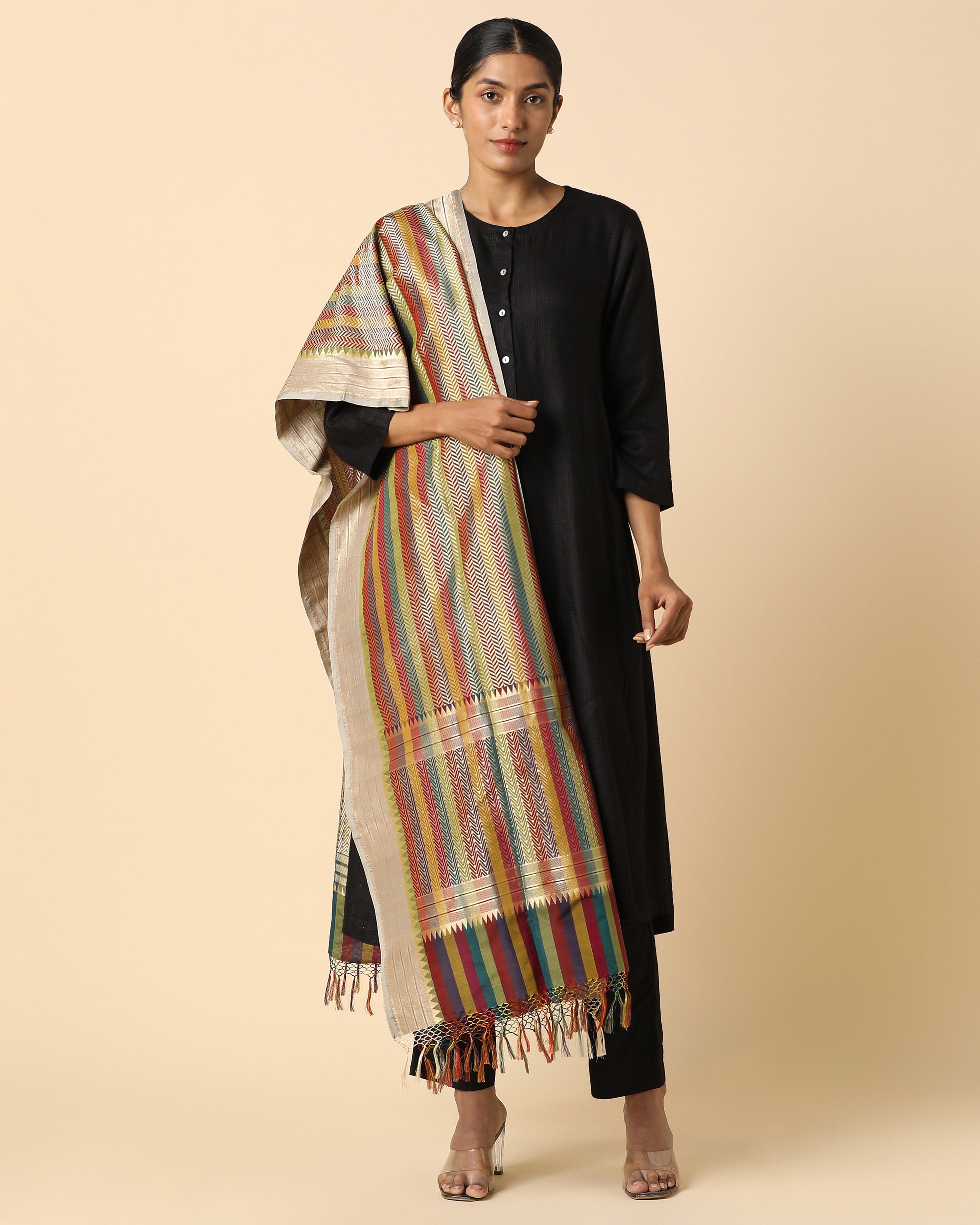 Papiya Banarasi Cutwork Silk Dupatta