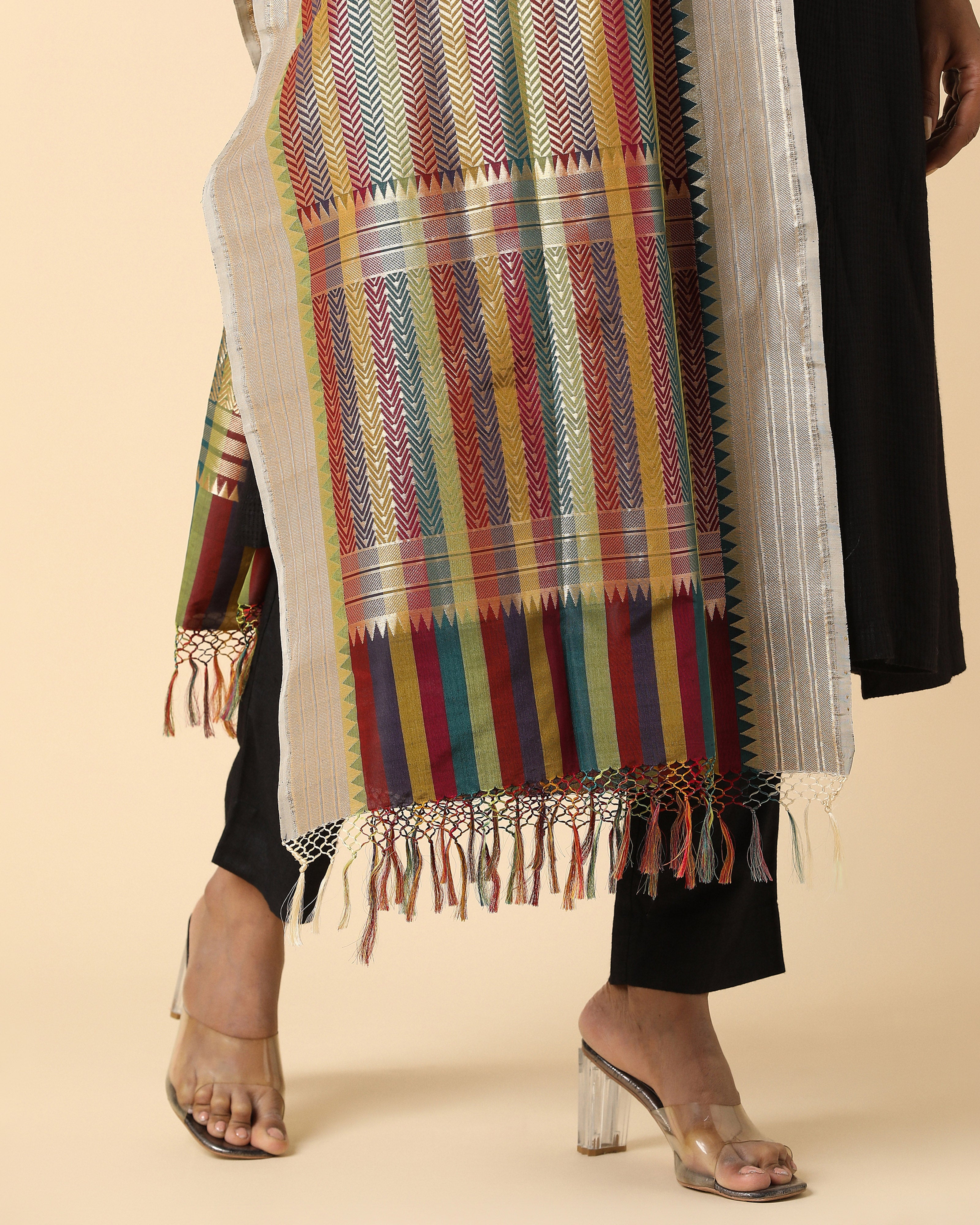 Papiya Banarasi Cutwork Silk Dupatta