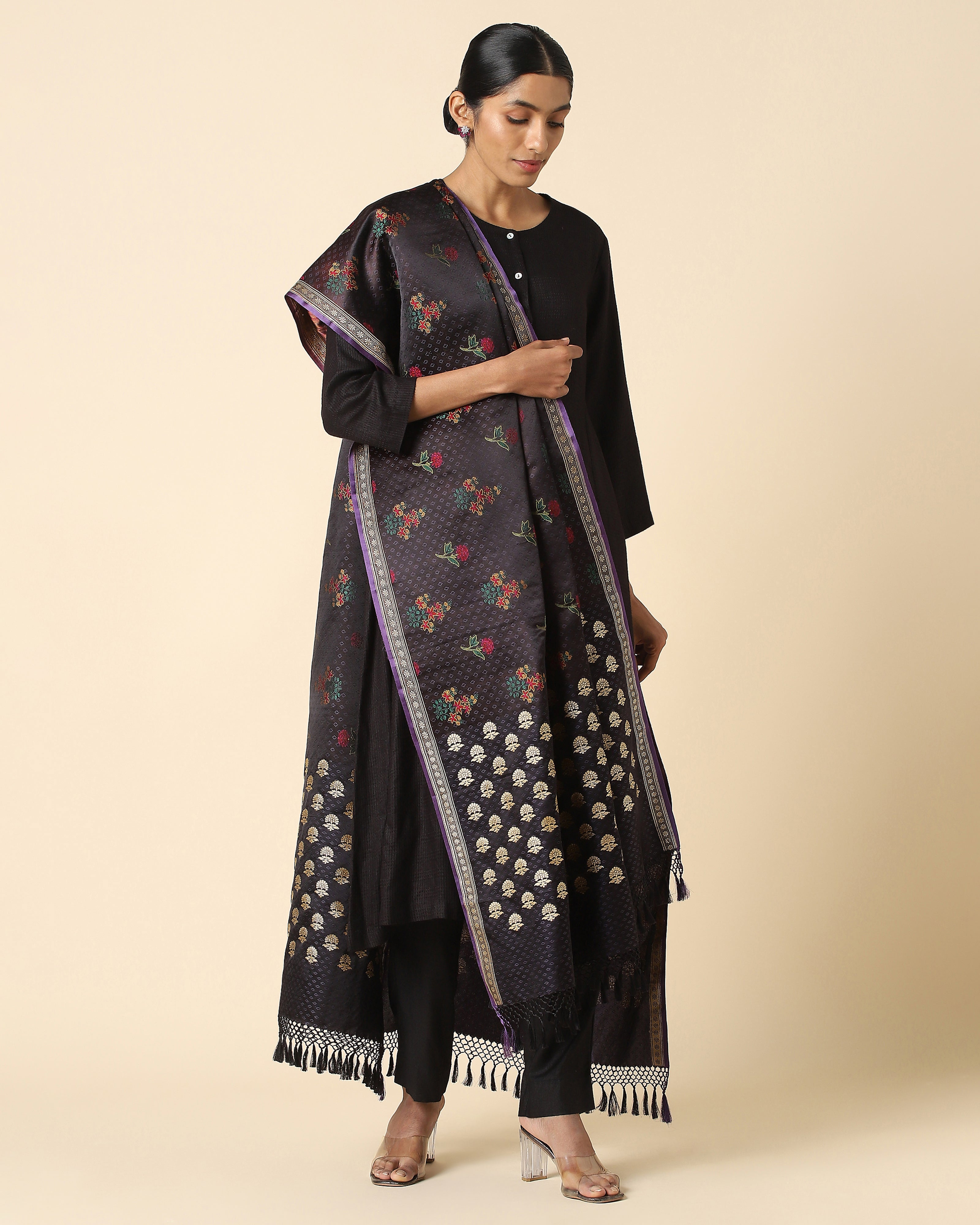 Shamiksha Banarasi Tanchoi And Kadwa Silk Dupatta