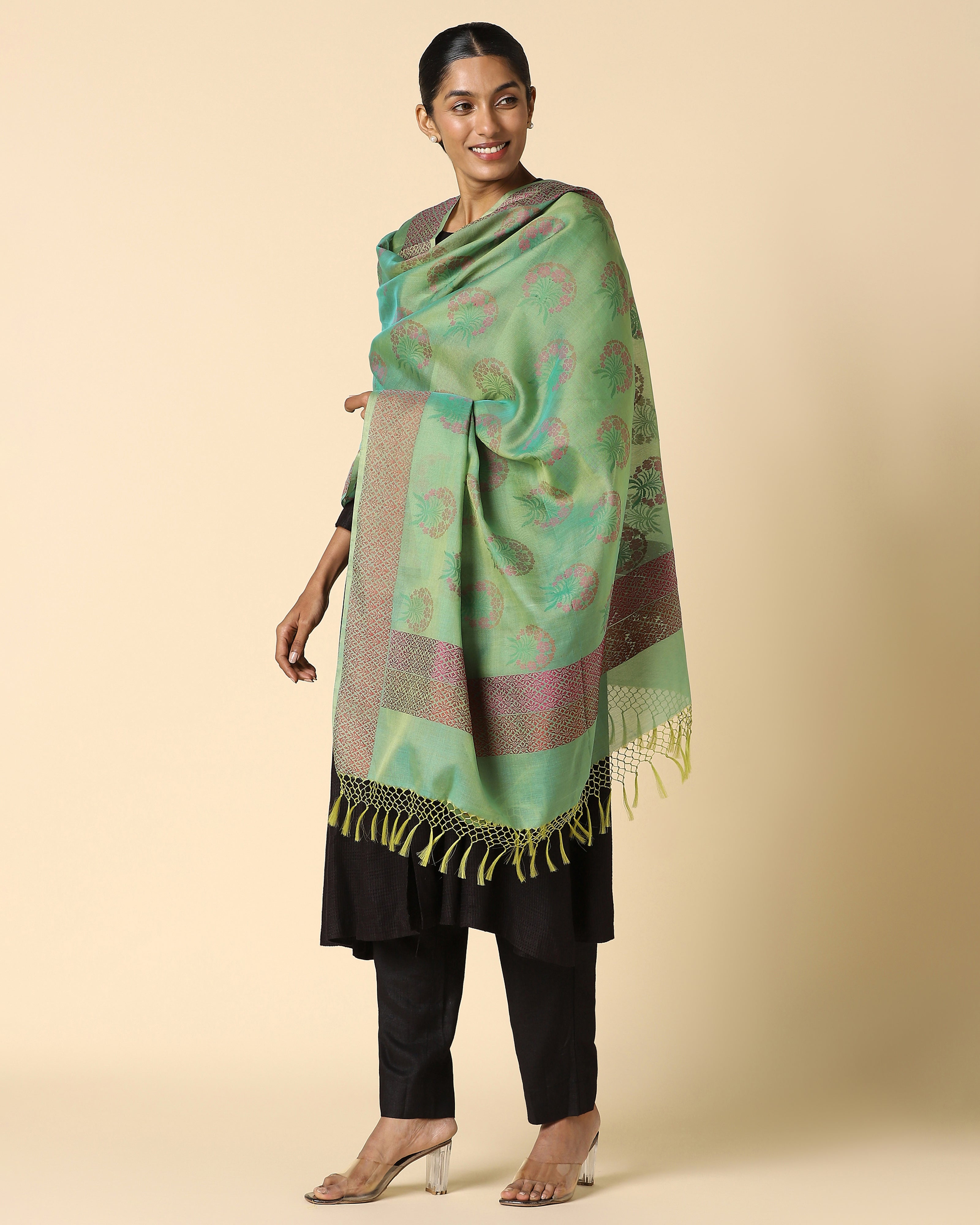 Anwitha Banarasi Jamdani Silk Cotton Dupatta